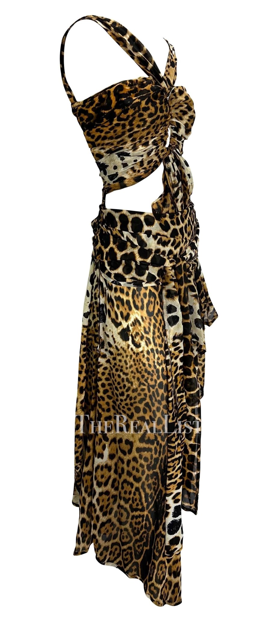 S/S 2002 Yves Saint Laurent by Tom Ford Runway Jaguar Print Chiffon Wrap Gown - RealList