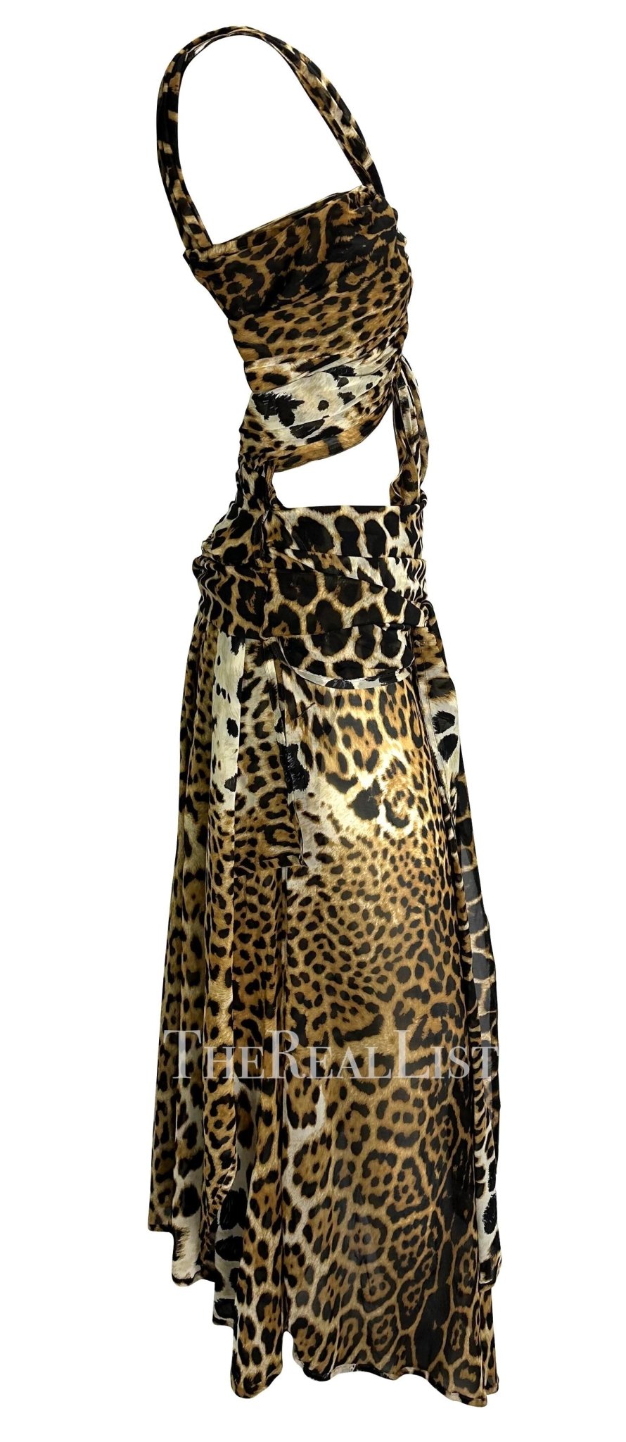 S/S 2002 Yves Saint Laurent by Tom Ford Runway Jaguar Print Chiffon Wrap Gown - RealList
