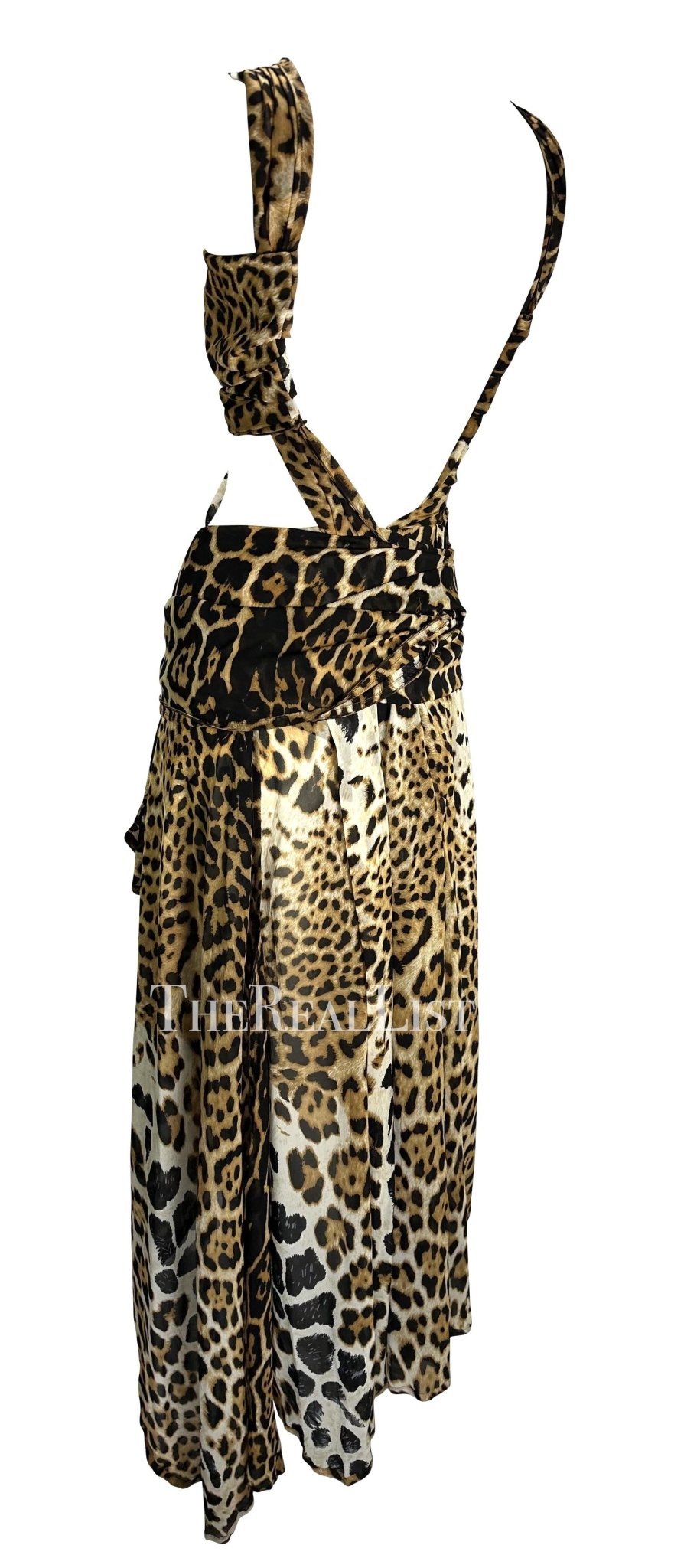 S/S 2002 Yves Saint Laurent by Tom Ford Runway Jaguar Print Chiffon Wrap Gown - RealList