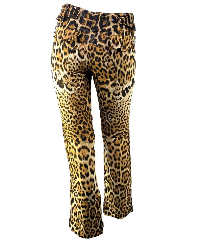 S/S 2002 Yves Saint Laurent by Tom Ford Runway Sheer Jaguar Print Silk Pants - RealList