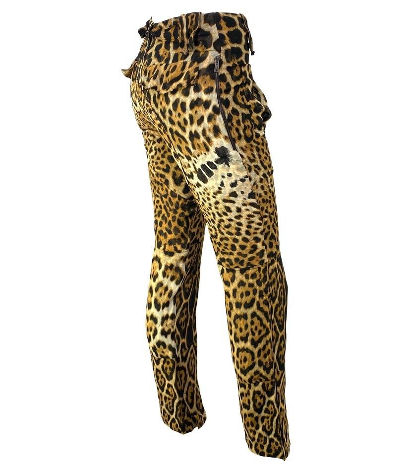 S/S 2002 Yves Saint Laurent by Tom Ford Runway Sheer Jaguar Print Silk Pants - RealList