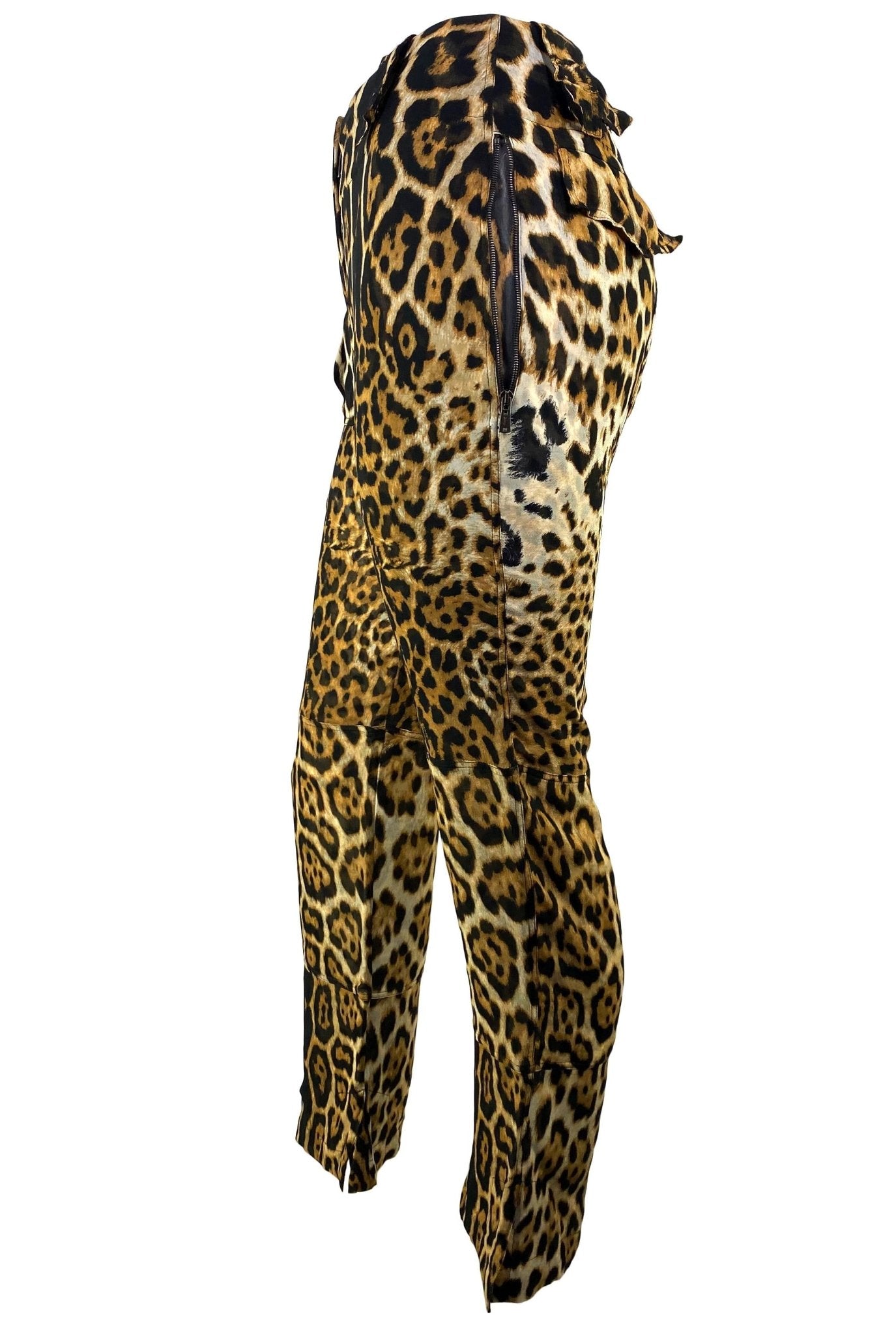 S/S 2002 Yves Saint Laurent by Tom Ford Runway Sheer Jaguar Print Silk Pants - RealList