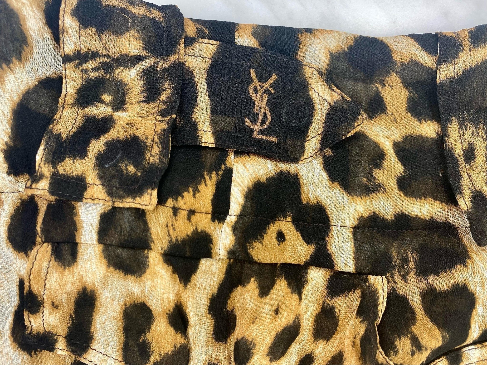 S/S 2002 Yves Saint Laurent by Tom Ford Runway Sheer Jaguar Print Silk Pants - RealList