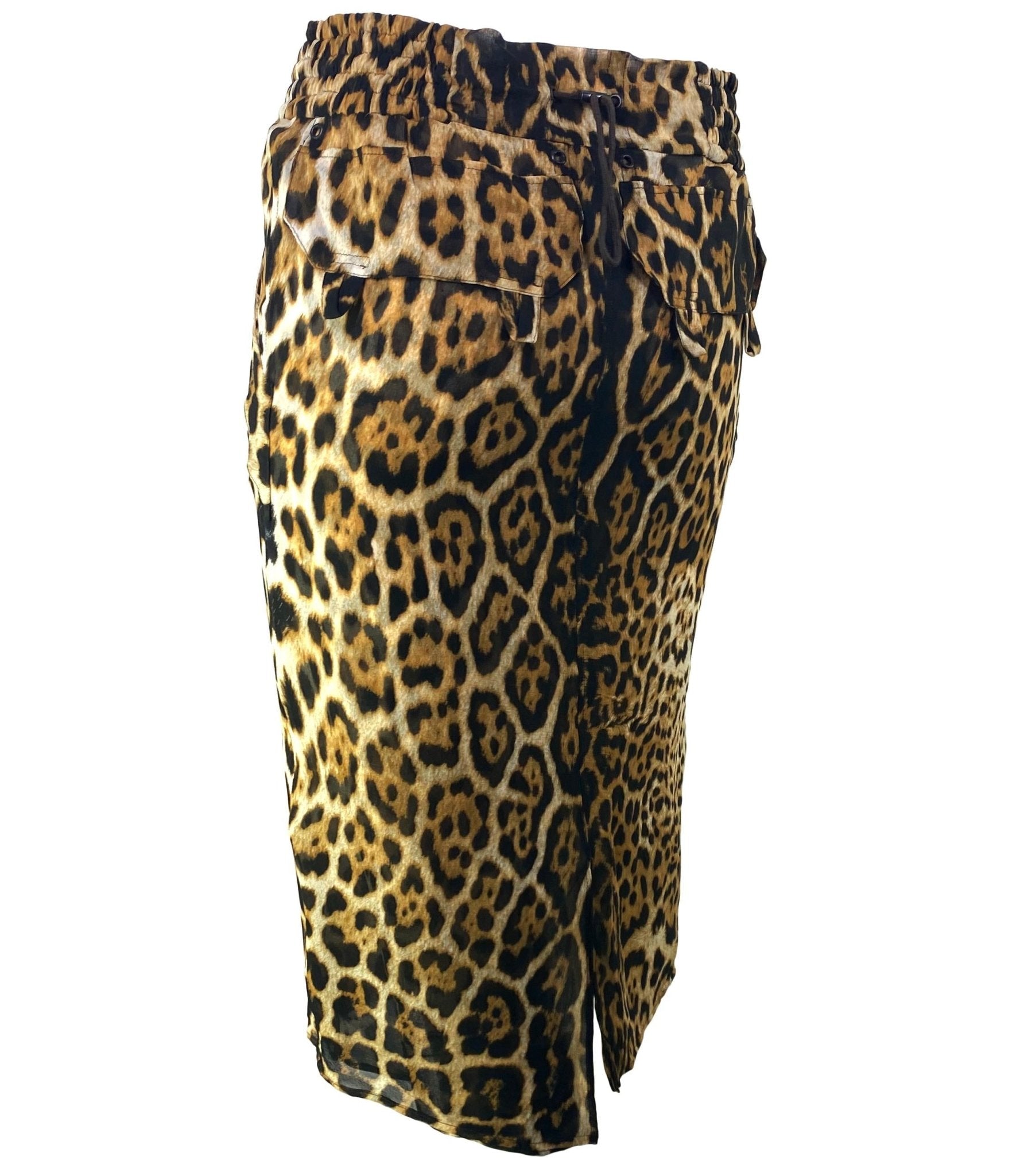 S/S 2002 Yves Saint Laurent by Tom Ford Runway Sheer Jaguar Print Silk Skirt Set - RealList