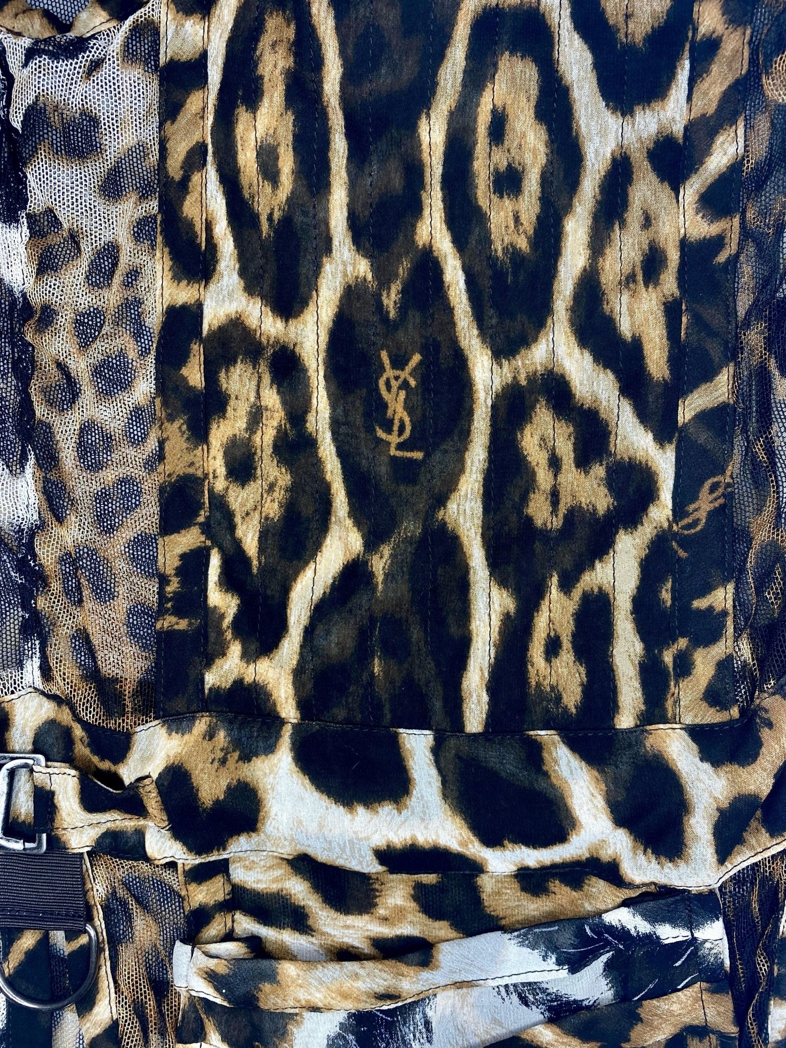 S/S 2002 Yves Saint Laurent by Tom Ford Runway Sheer Jaguar Print Silk Skirt Set - RealList