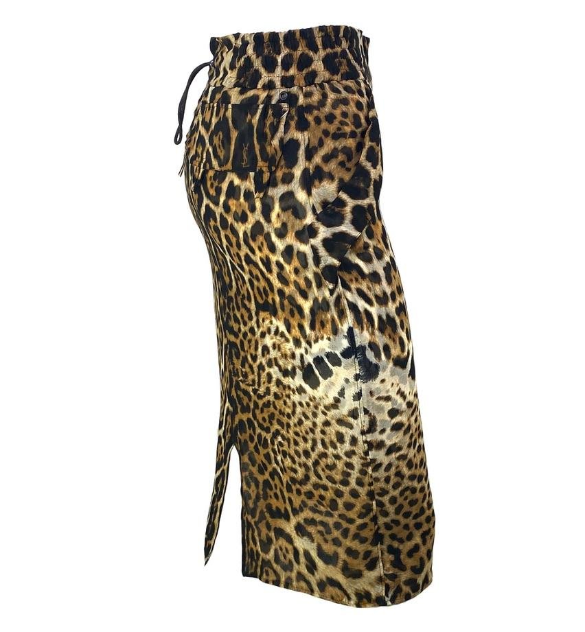 S/S 2002 Yves Saint Laurent by Tom Ford Runway Sheer Jaguar Print Silk Skirt Set - RealList