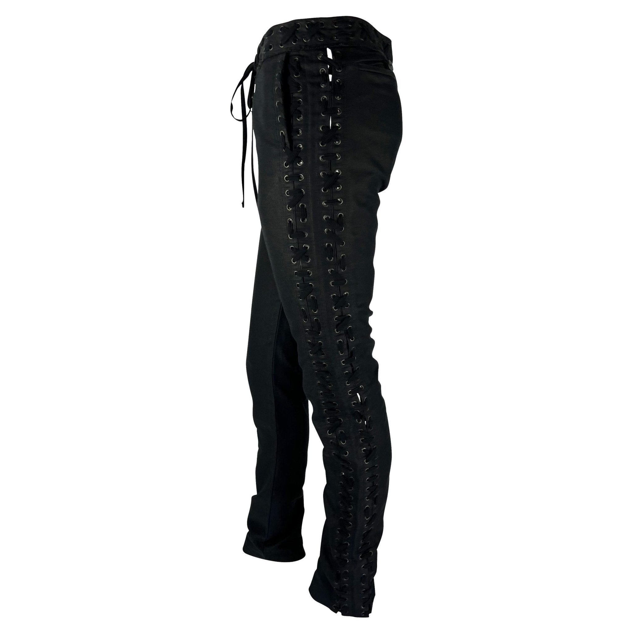 S/S 2002 Yves Saint Laurent by Tom Ford Safari Collection Lace Up Black Pants - RealList