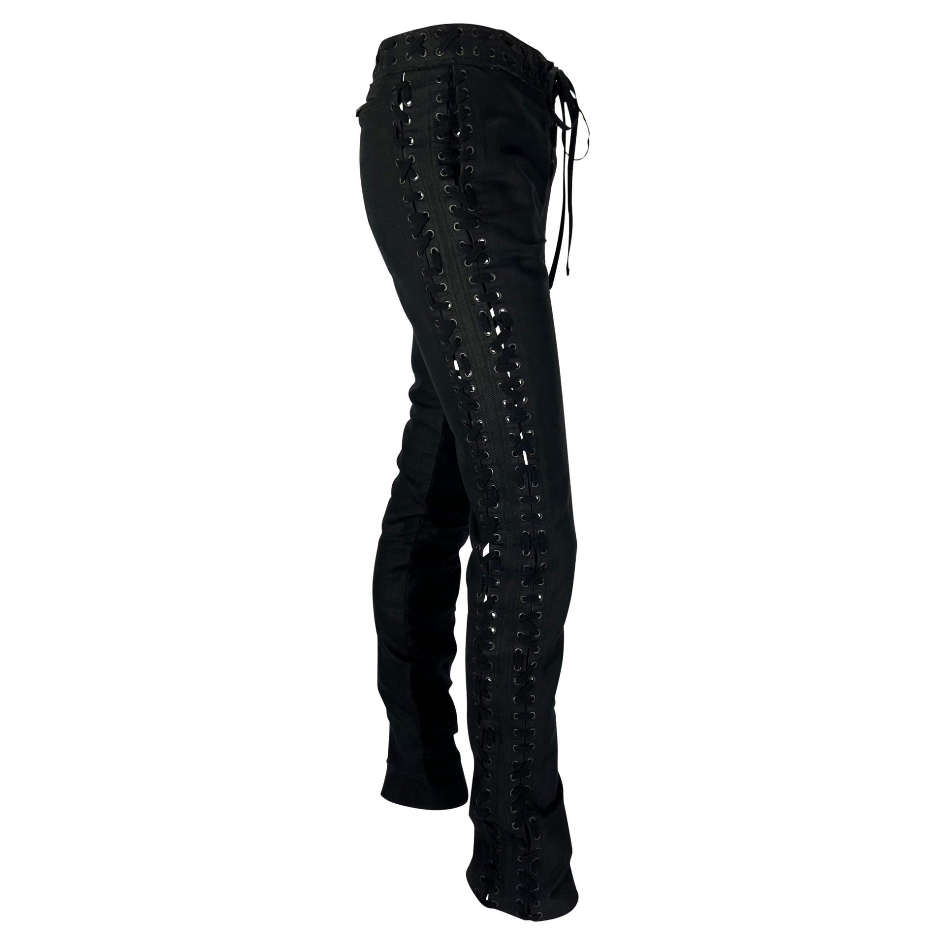 S/S 2002 Yves Saint Laurent by Tom Ford Safari Collection Lace Up Black Pants - RealList