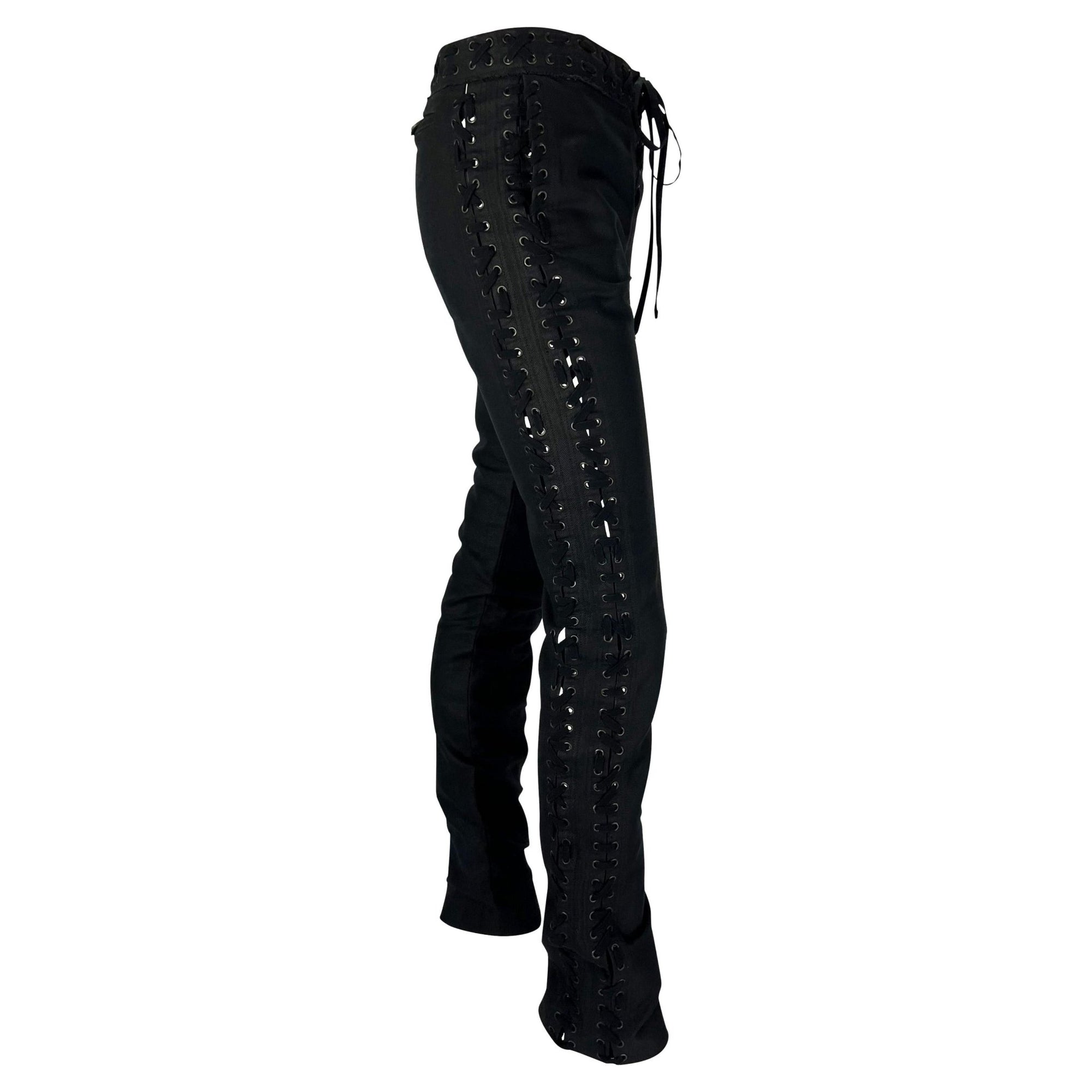 S/S 2002 Yves Saint Laurent by Tom Ford Safari Collection Lace Up Black Pants - RealList