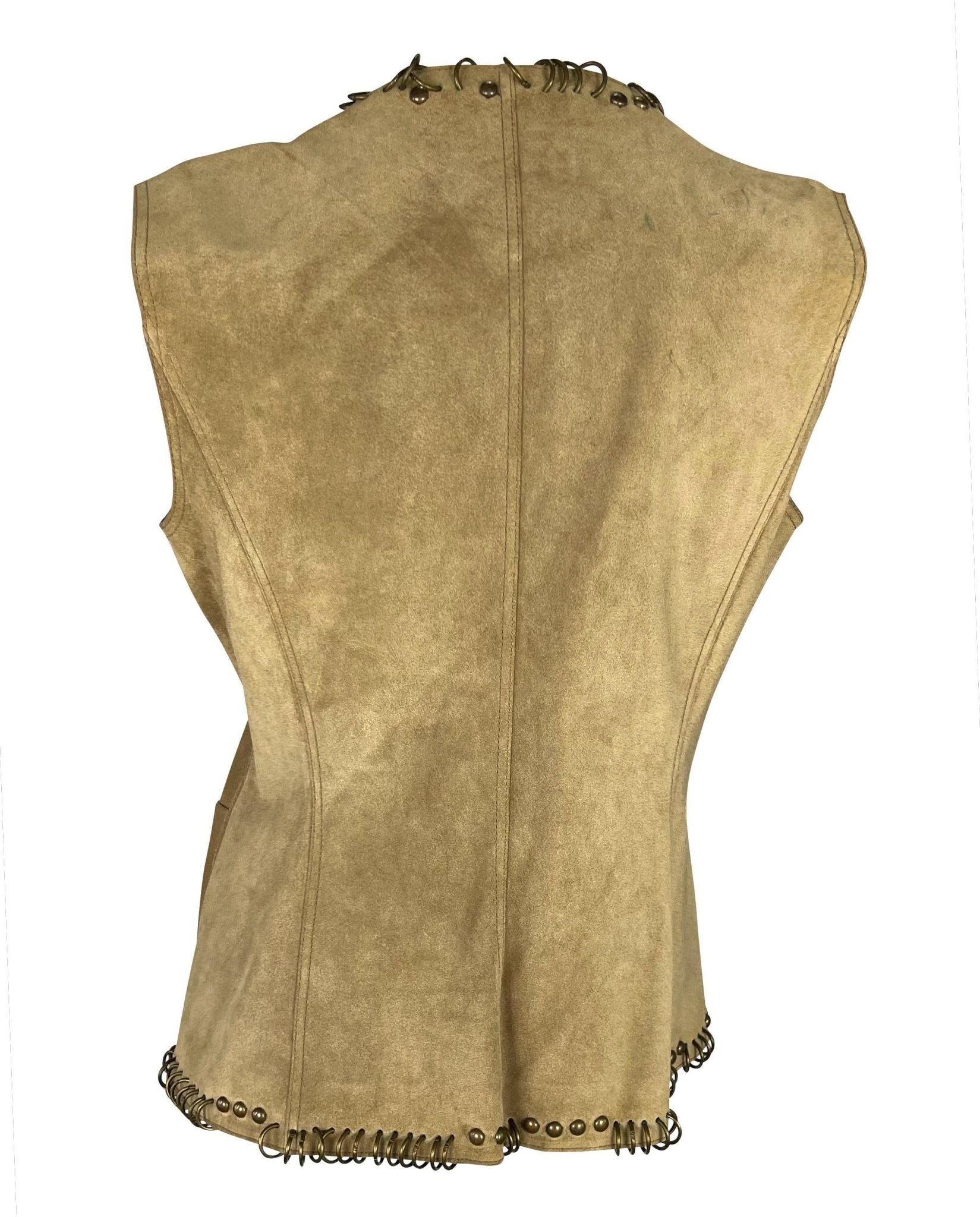 S/S 2002 Yves Saint Laurent by Tom Ford Safari Distressed Suede Studded Vest - RealList