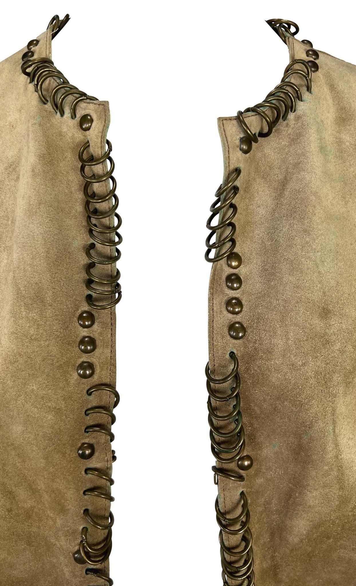 S/S 2002 Yves Saint Laurent by Tom Ford Safari Distressed Suede Studded Vest - RealList