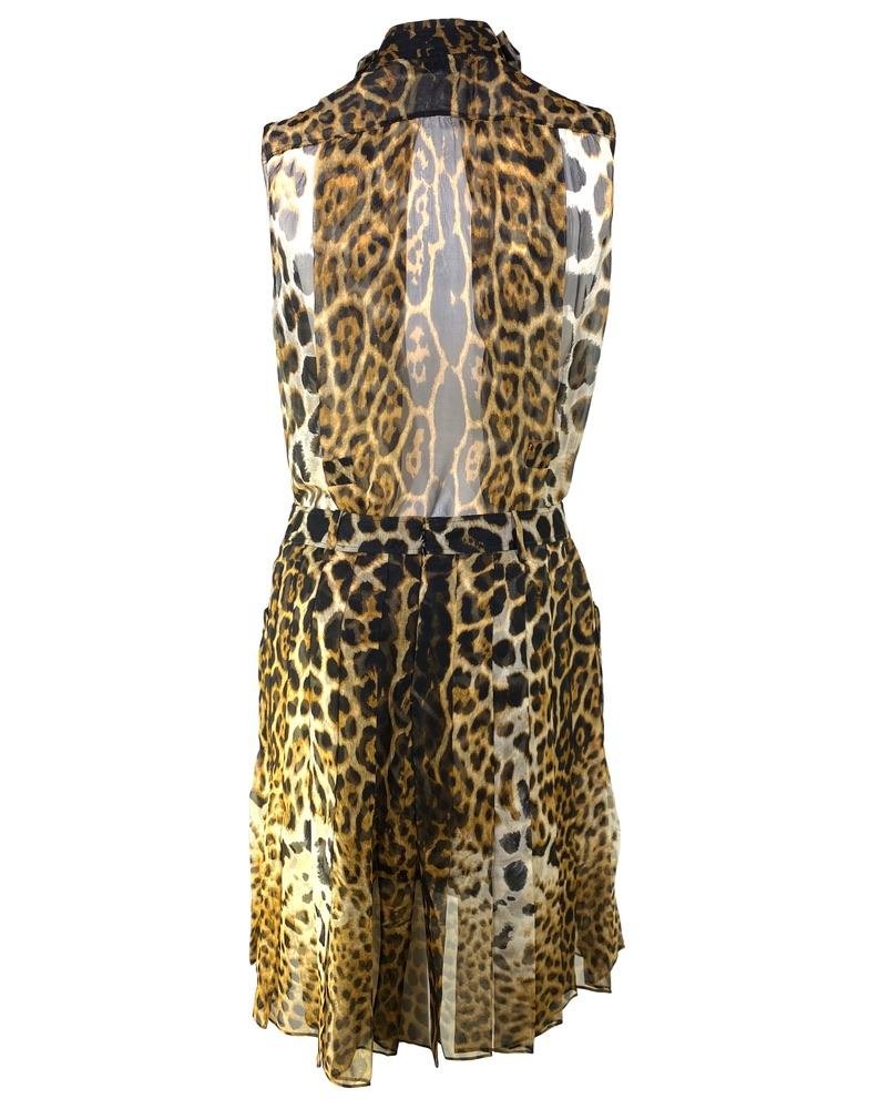 S/S 2002 Yves Saint Laurent by Tom Ford Sheer Jaguar Print Silk Skirt Set - RealList