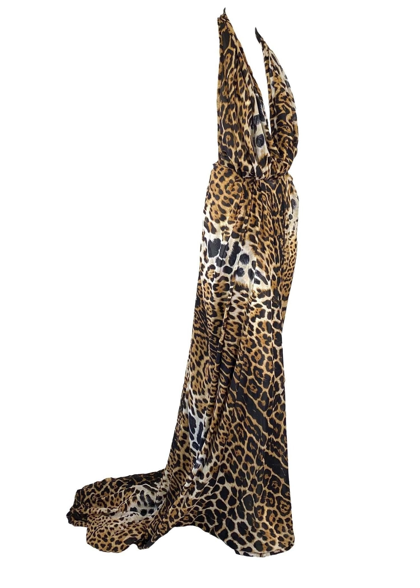 S/S 2002 Yves Saint Laurent by Tom Ford Silk Jaguar Print Gown Safari - RealList