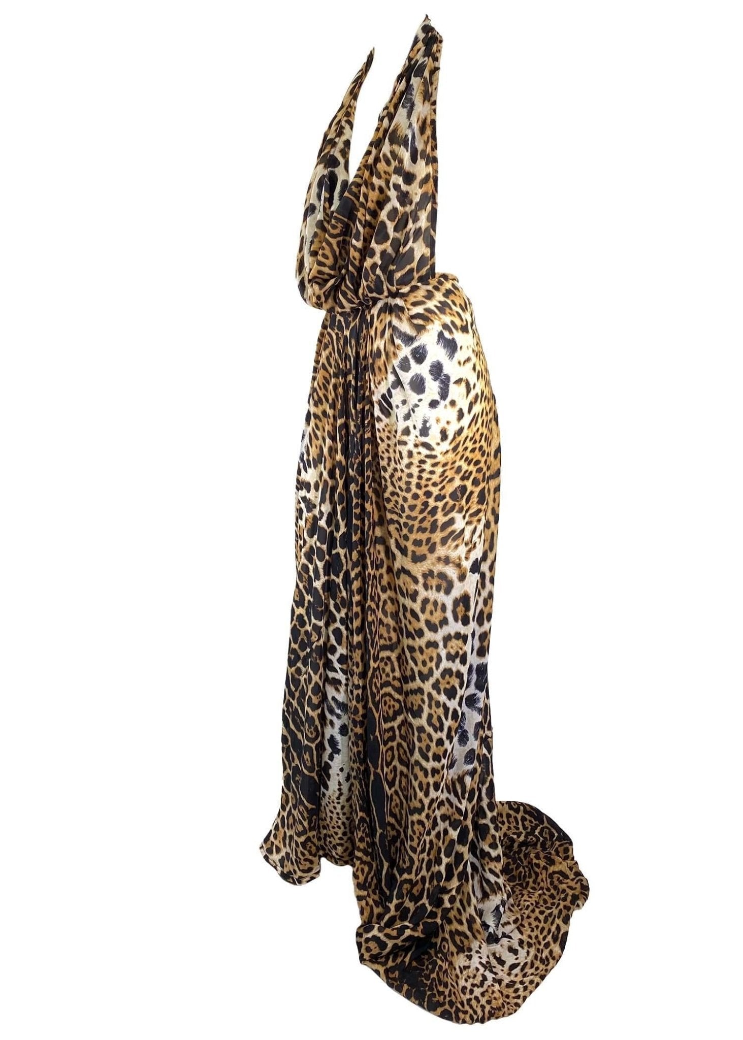S/S 2002 Yves Saint Laurent by Tom Ford Silk Jaguar Print Gown Safari - RealList