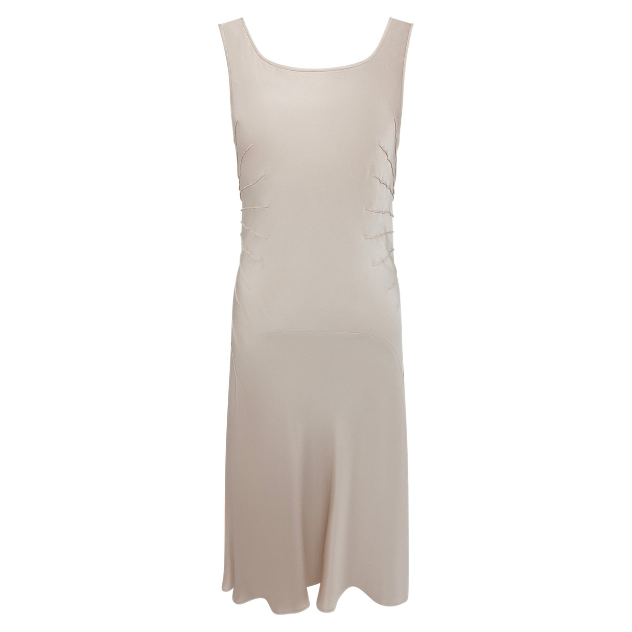 S/S 2003 Calvin Klein Runway Ad Champagne Silk Satin Pin - Tuck Cocktail Dress - RealList