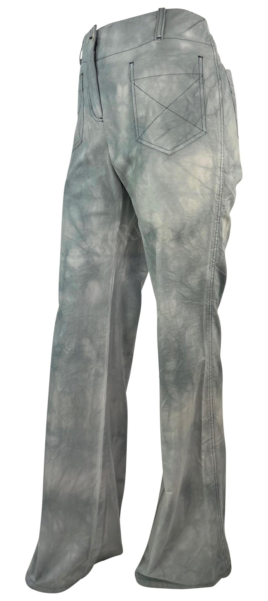 S/S 2003 Chloé by Phoebe Philo Grey Wide Leg Tie - Dye Pants - RealList