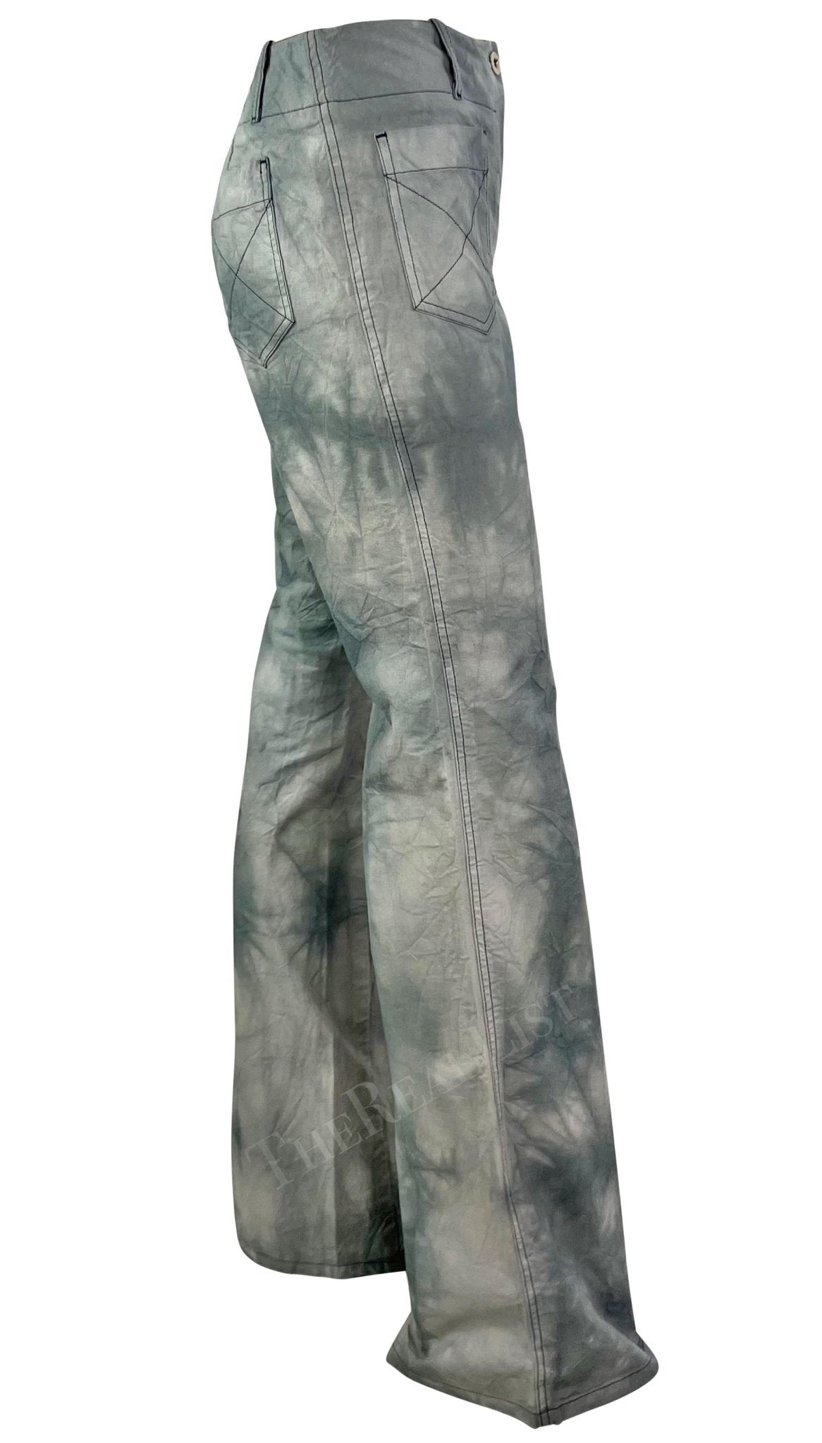 S/S 2003 Chloé by Phoebe Philo Grey Wide Leg Tie - Dye Pants - RealList