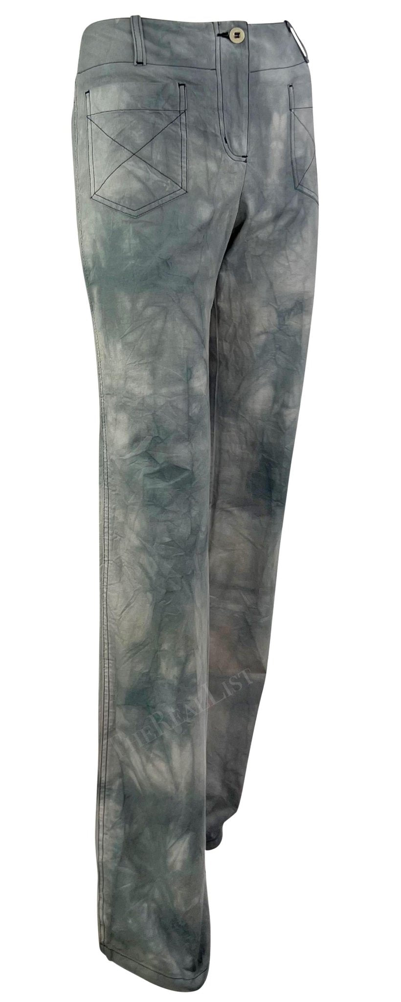 S/S 2003 Chloé by Phoebe Philo Grey Wide Leg Tie - Dye Pants - RealList