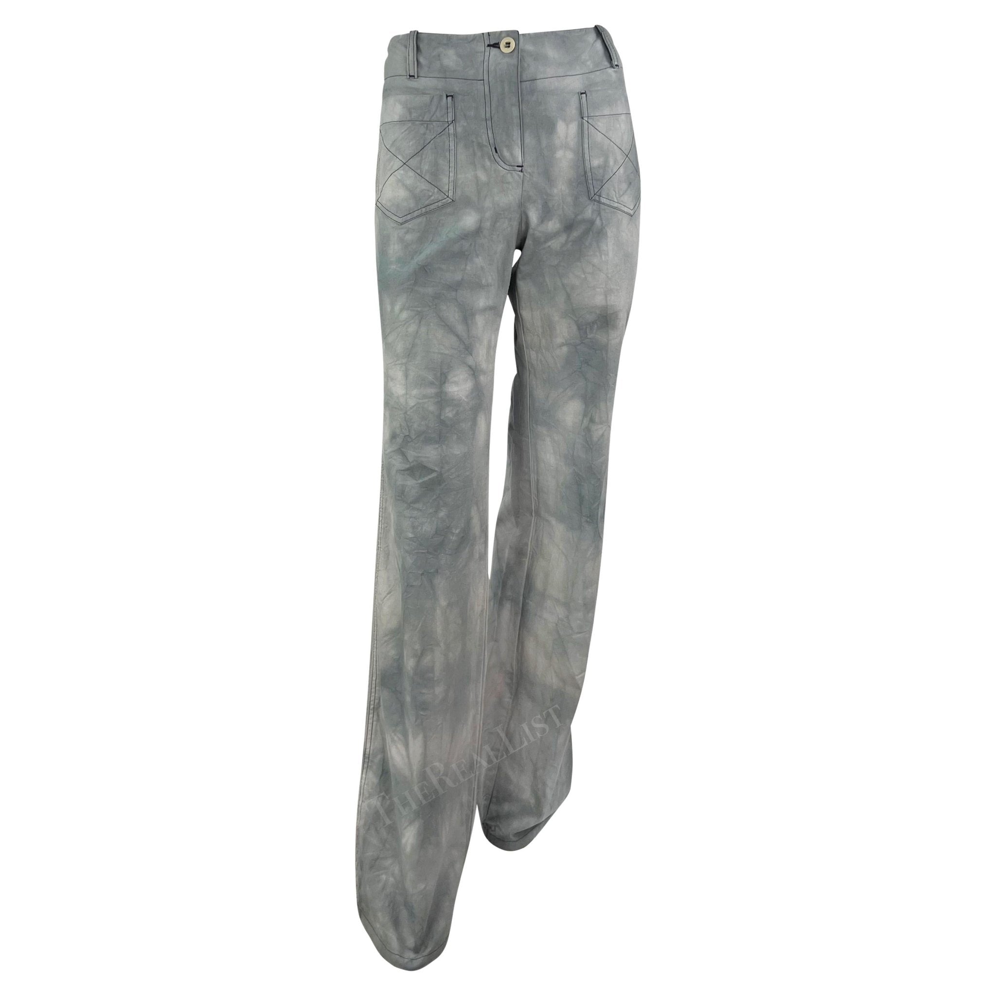 S/S 2003 Chloé by Phoebe Philo Grey Wide Leg Tie - Dye Pants - RealList