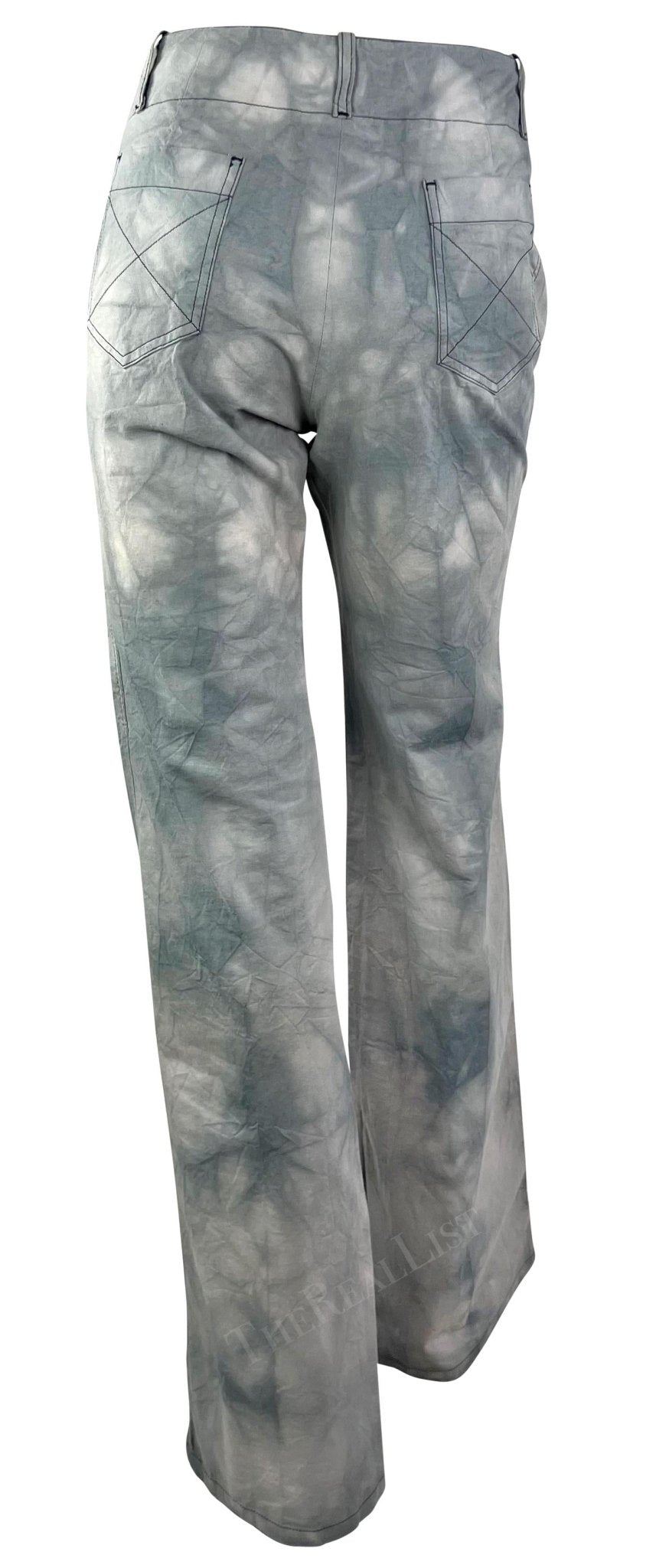 S/S 2003 Chloé by Phoebe Philo Grey Wide Leg Tie - Dye Pants - RealList