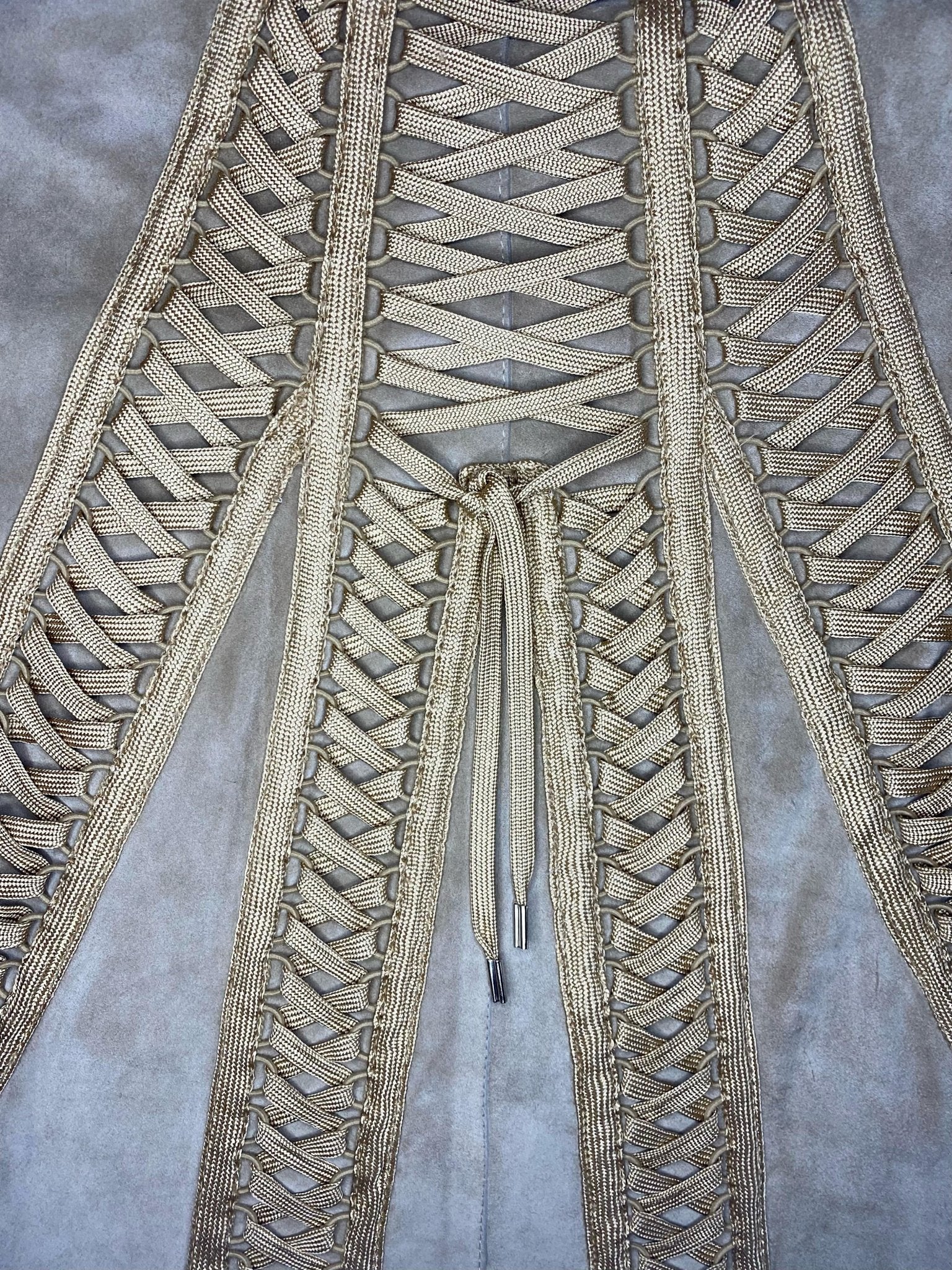 S/S 2003 Christian Dior by John Galliano Suede Lace Up Jacket Pants Suit Set - RealList