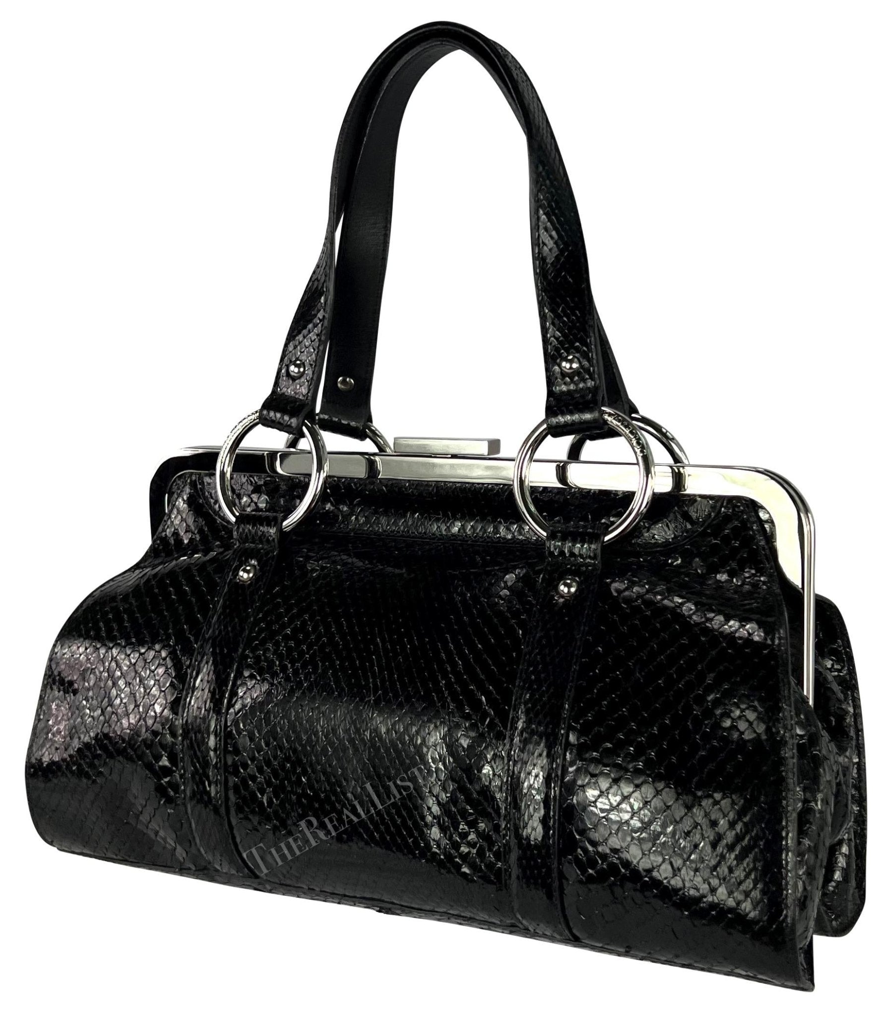 S/S 2003 Dolce & Gabbana Runway Black Python Leather Ring Shoulder Bag - RealList