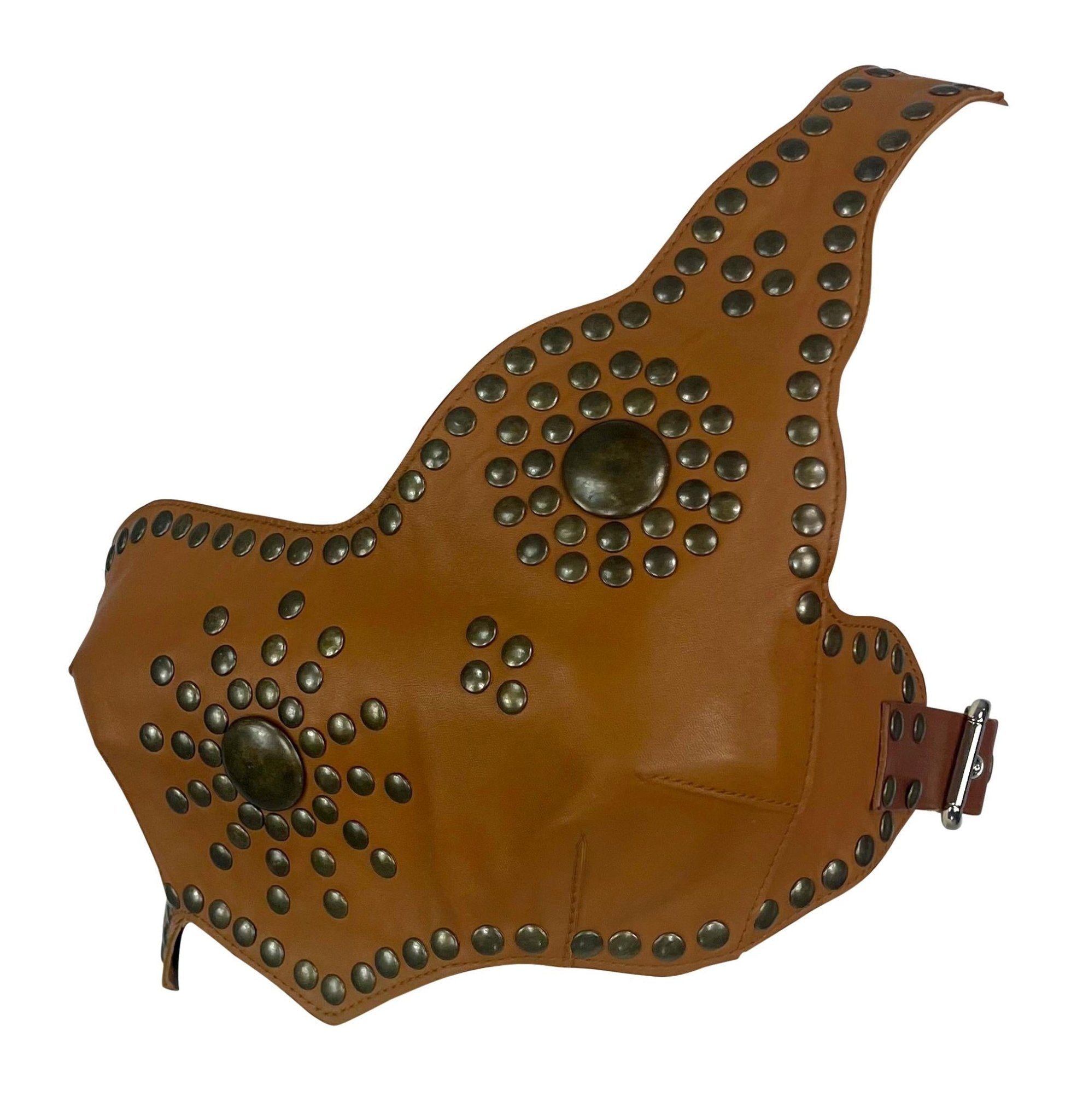 S/S 2003 Dolce & Gabbana Runway Studded Leather Fringe Asymmetric Crop Top - RealList