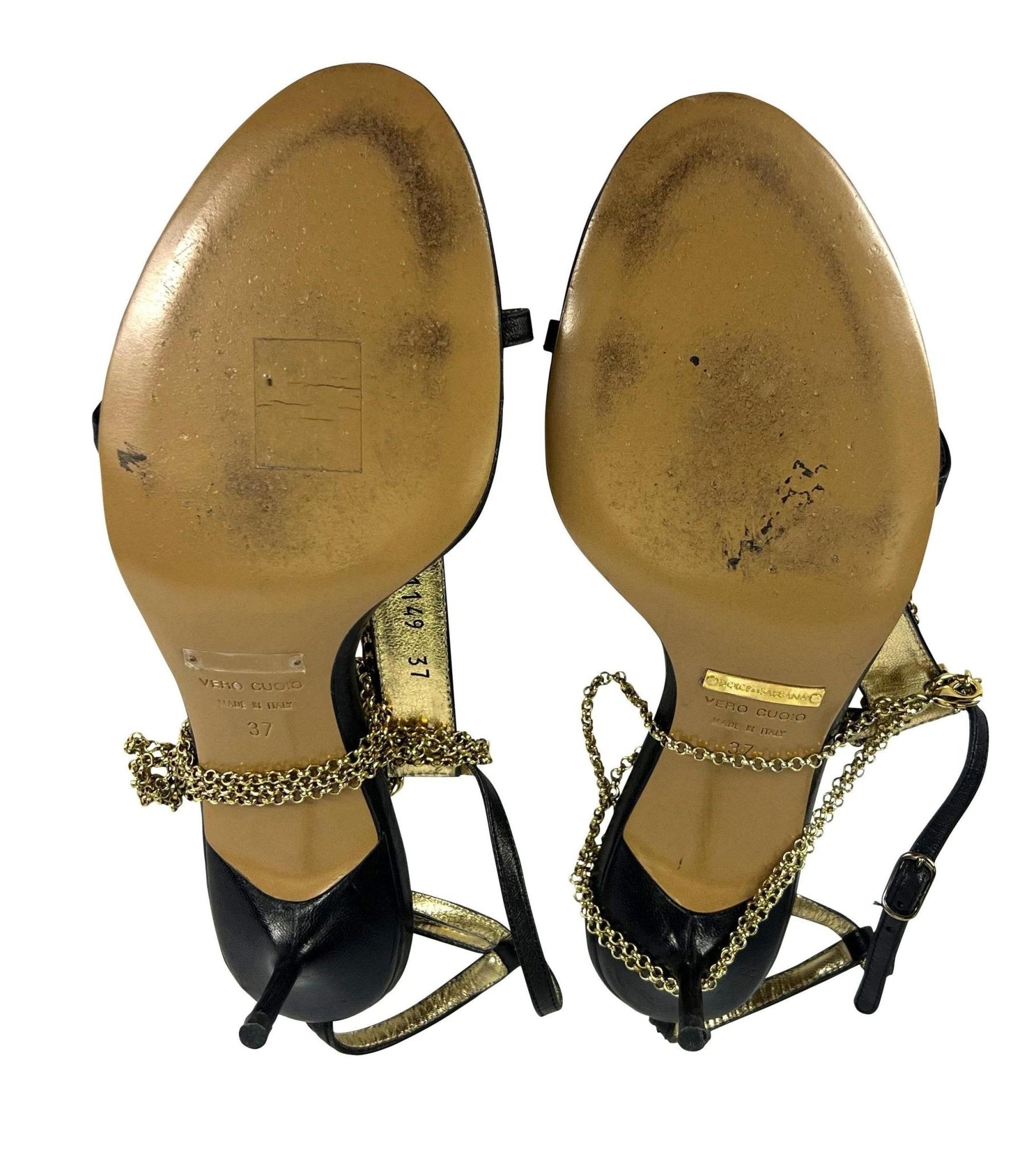 S/S 2003 Dolce & Gabbana 'Sex & Love' Black Leather SEX Kitten Heels Size 37 - RealList