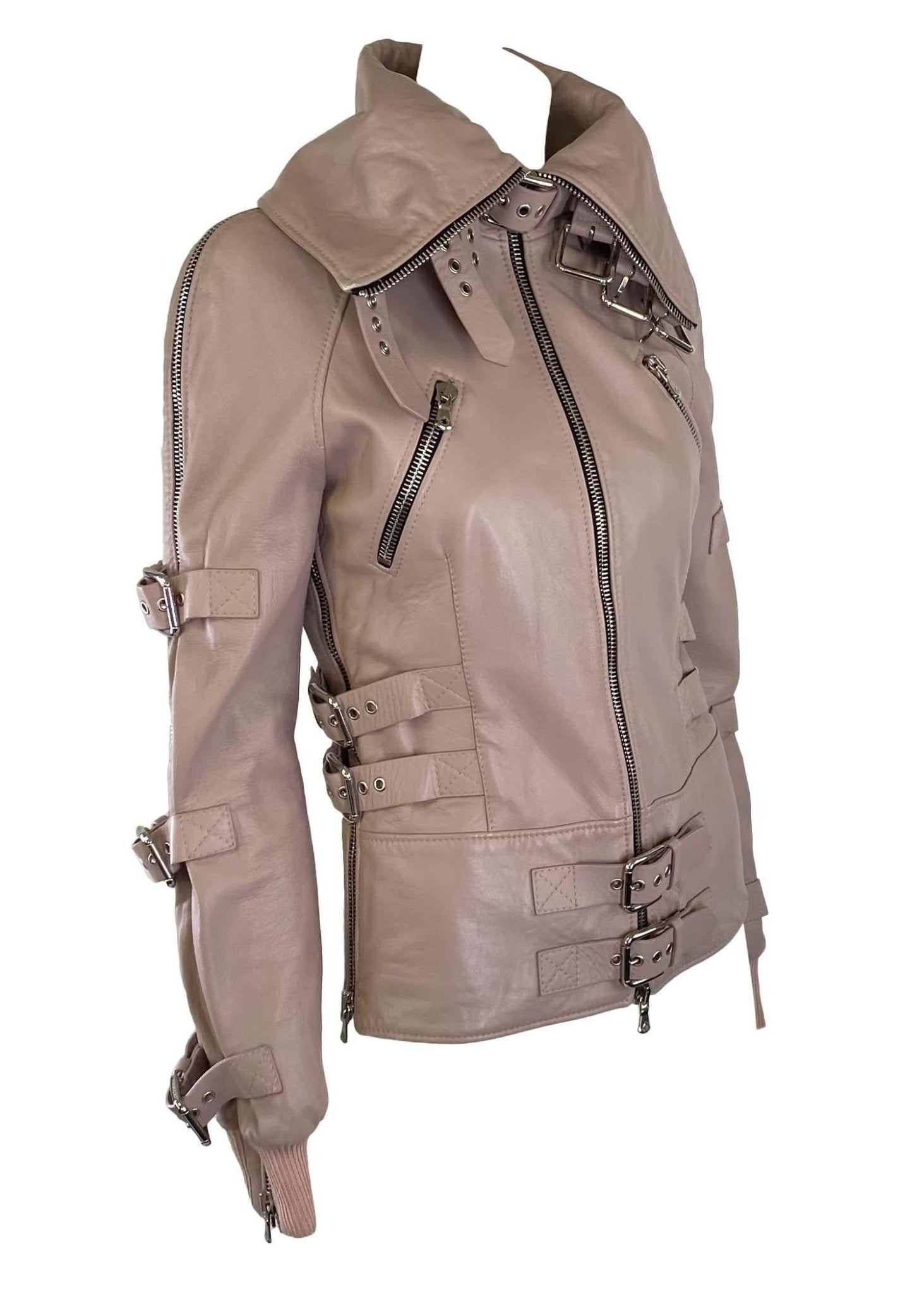 S/S 2003 Dolce & Gabbana 'Sex & Love' Bondage Buckle Lambskin Leather Zip Jacket - RealList