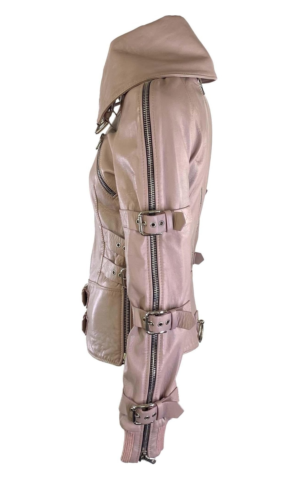 S/S 2003 Dolce & Gabbana 'Sex & Love' Bondage Buckle Lambskin Leather Zip Jacket - RealList