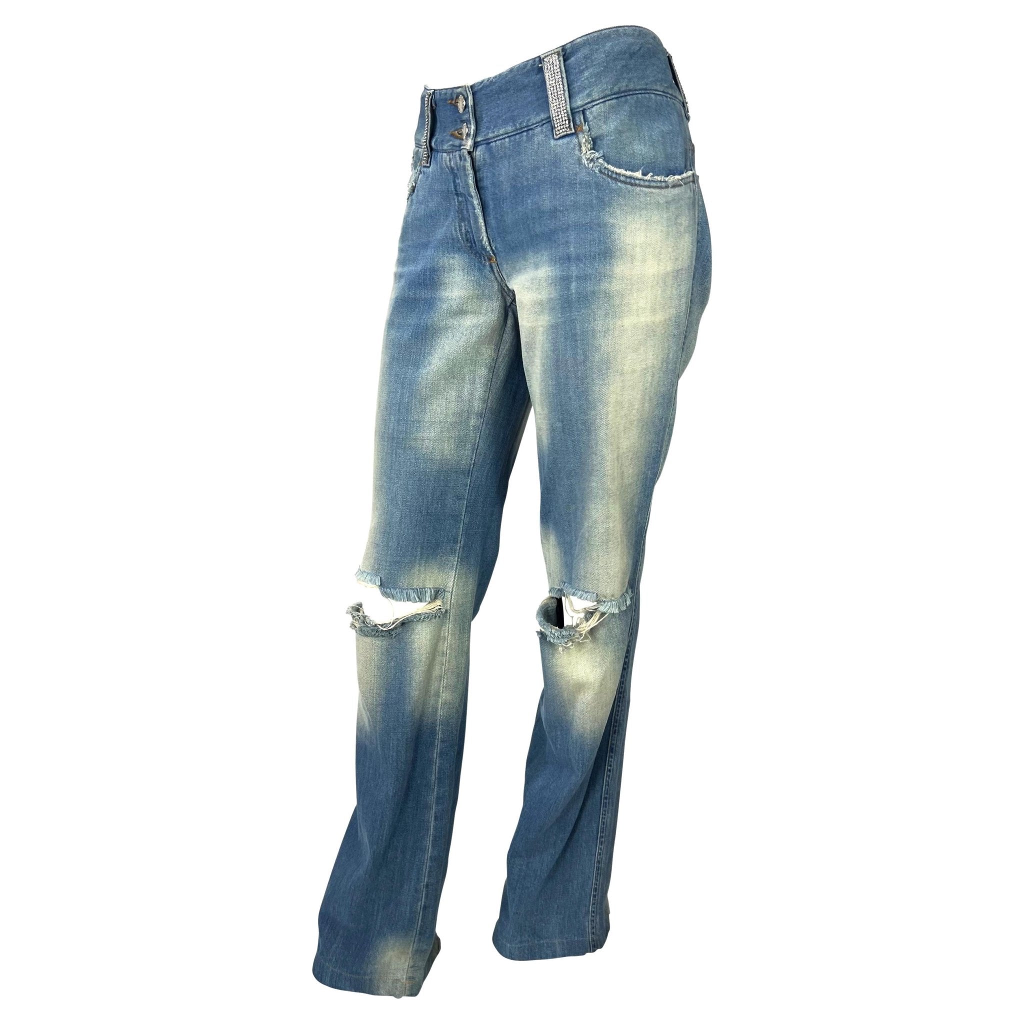 S/S 2003 Dolce & Gabbana 'Sex & Love' Rhinestone Chainmail Distressed Jeans - RealList
