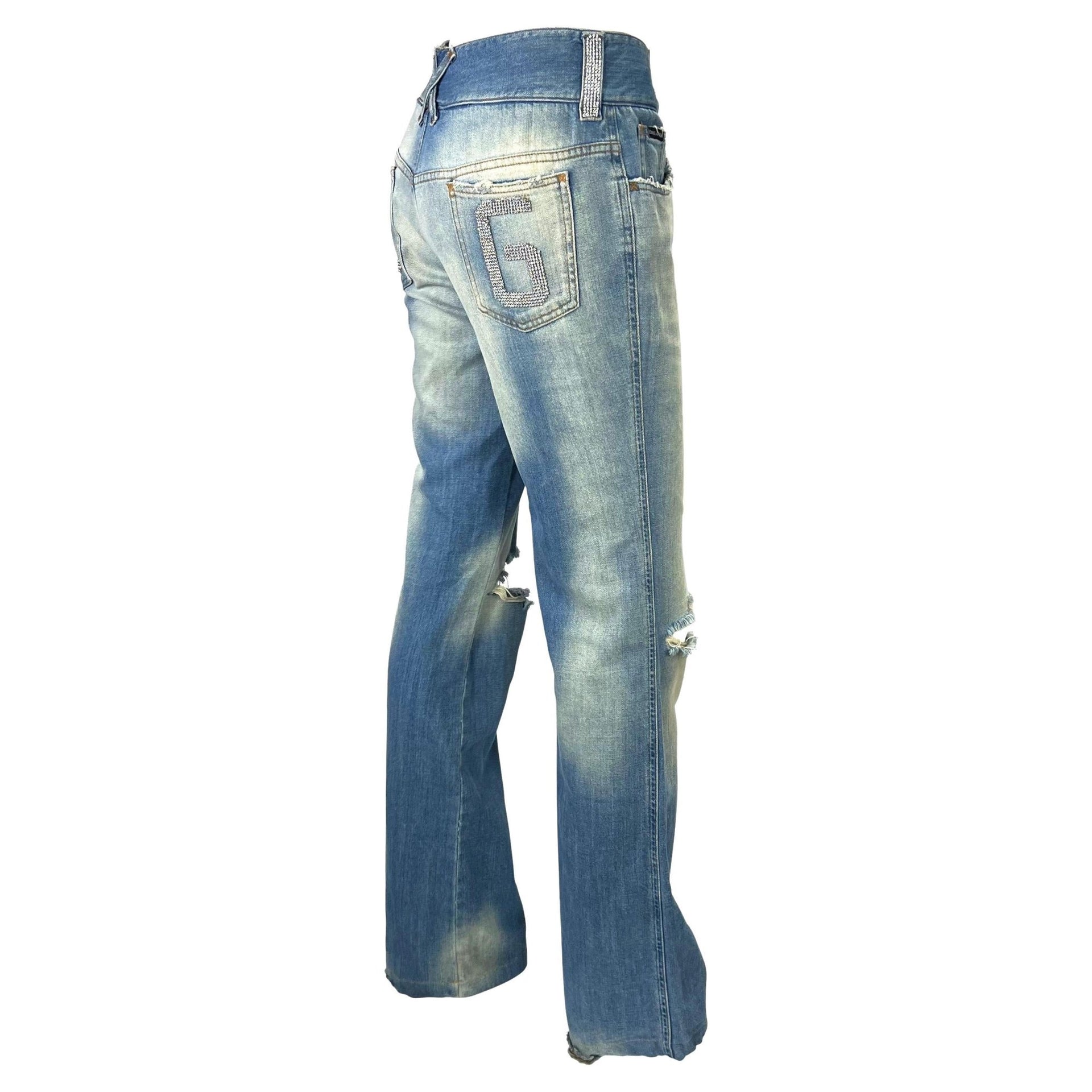 S/S 2003 Dolce & Gabbana 'Sex & Love' Rhinestone Chainmail Distressed Jeans - RealList