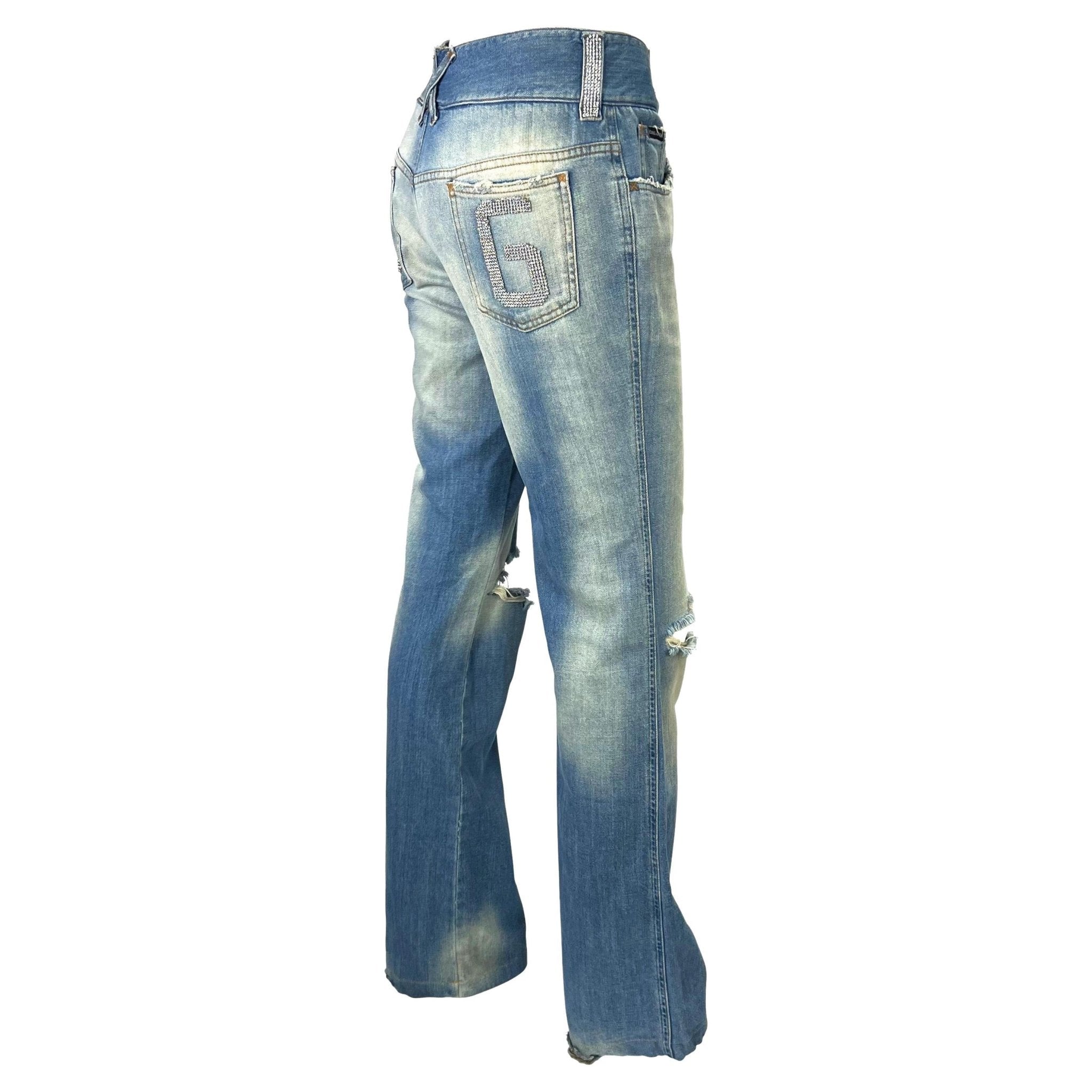 S/S 2003 Dolce & Gabbana 'Sex & Love' Rhinestone Chainmail Distressed Jeans - RealList