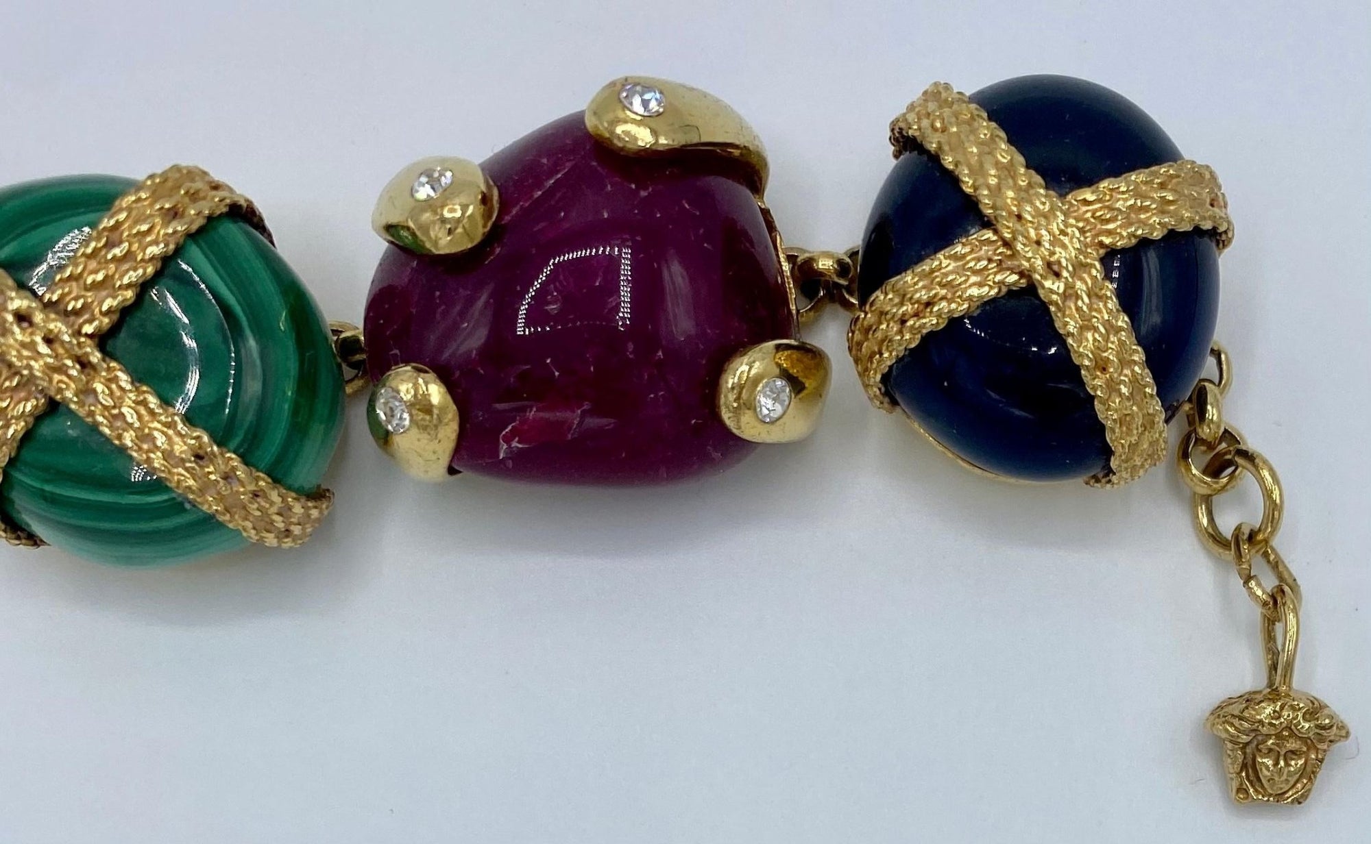 S/S 2003 Gianni Versace by Donatella Runway Gold Tone Multi Stone Bracelet - RealList