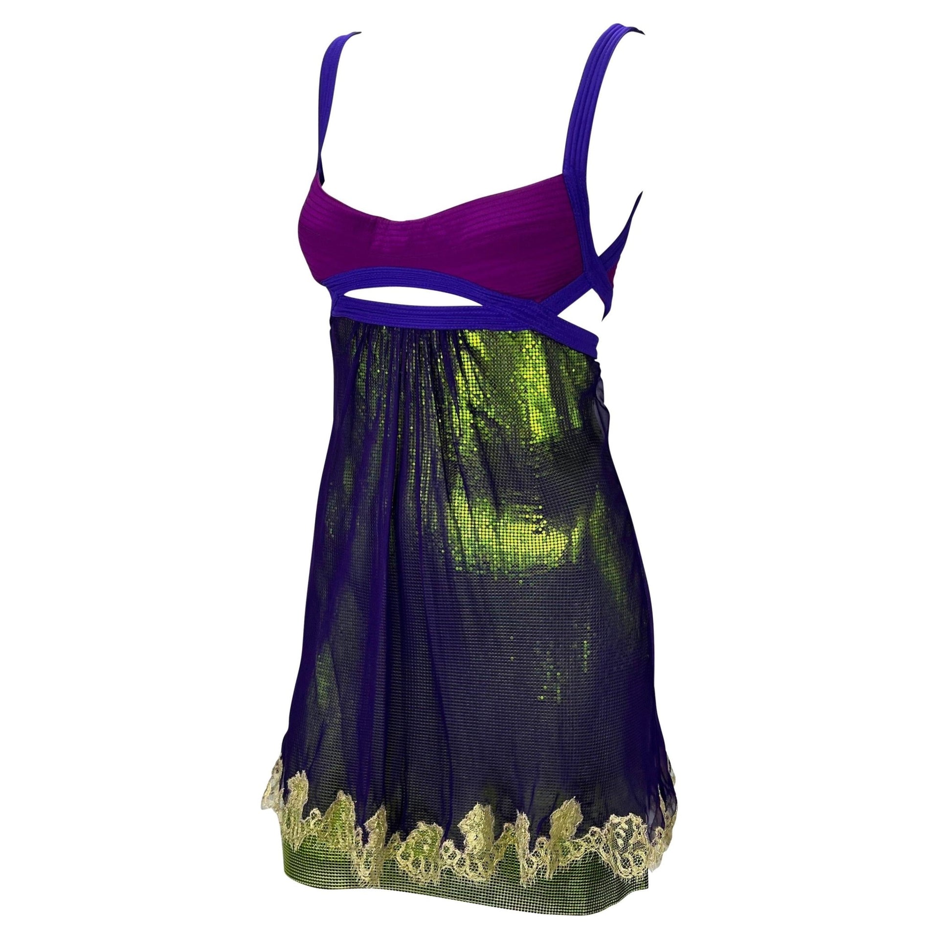 S/S 2003 Gianni Versace by Donatella Runway Oroton Chainmail Lace Mini Dress - RealList