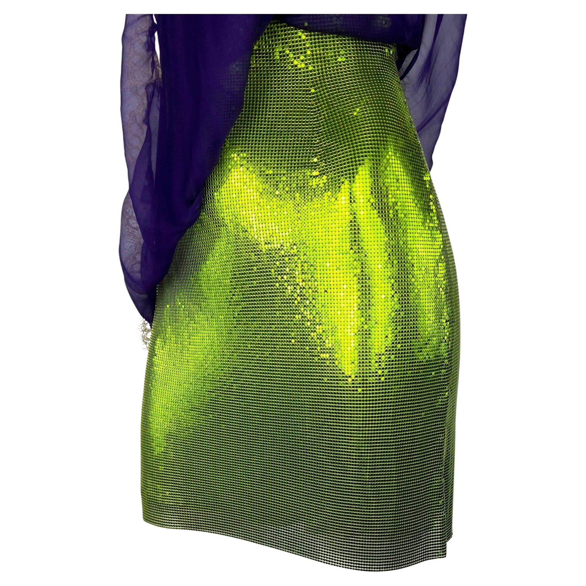 S/S 2003 Gianni Versace by Donatella Runway Oroton Chainmail Lace Mini Dress - RealList