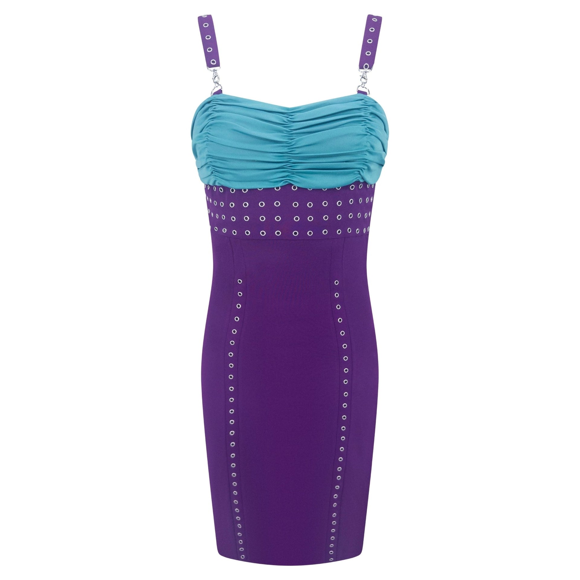 S/S 2003 Gianni Versace by Donatella Runway Purple Metal Eyelet Bodyco – RealList