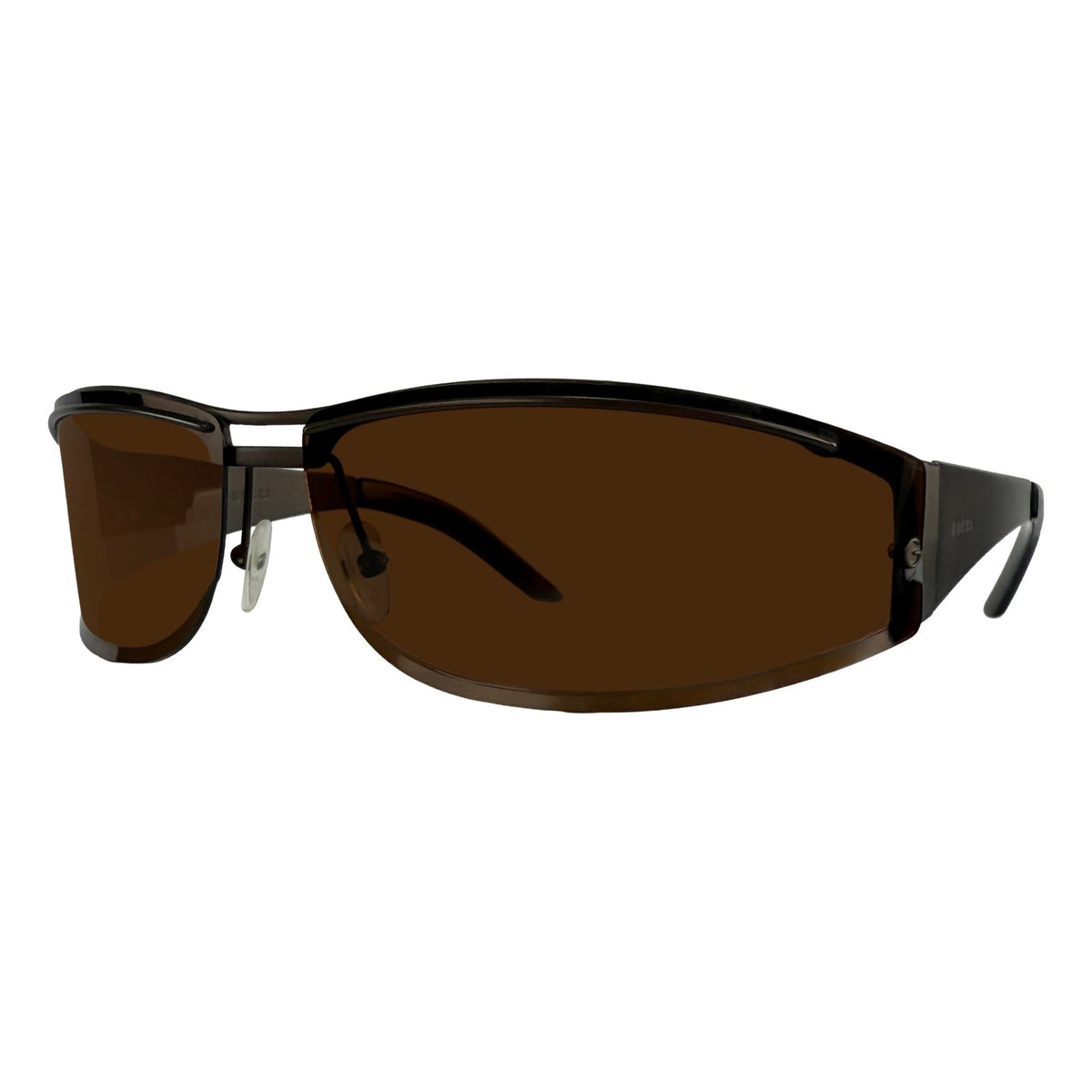 S/S 2003 Gucci by Tom Ford Ad Matte Brown Metal Frame Wrap Sunglasses - RealList
