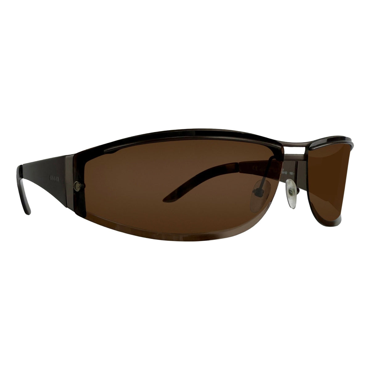 S/S 2003 Gucci by Tom Ford Ad Matte Brown Metal Frame Wrap Sunglasses - RealList