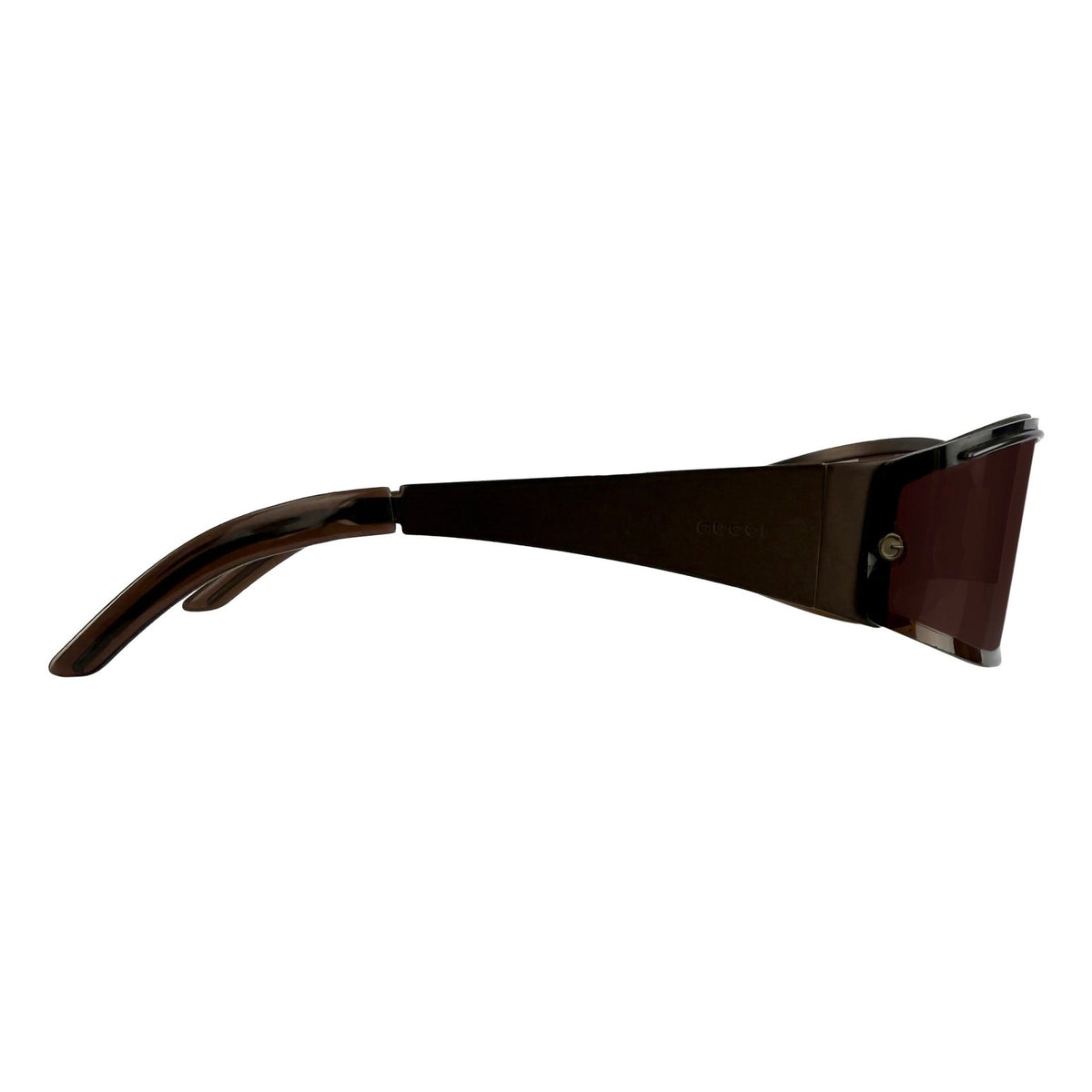 S/S 2003 Gucci by Tom Ford Ad Matte Brown Metal Frame Wrap Sunglasses - RealList