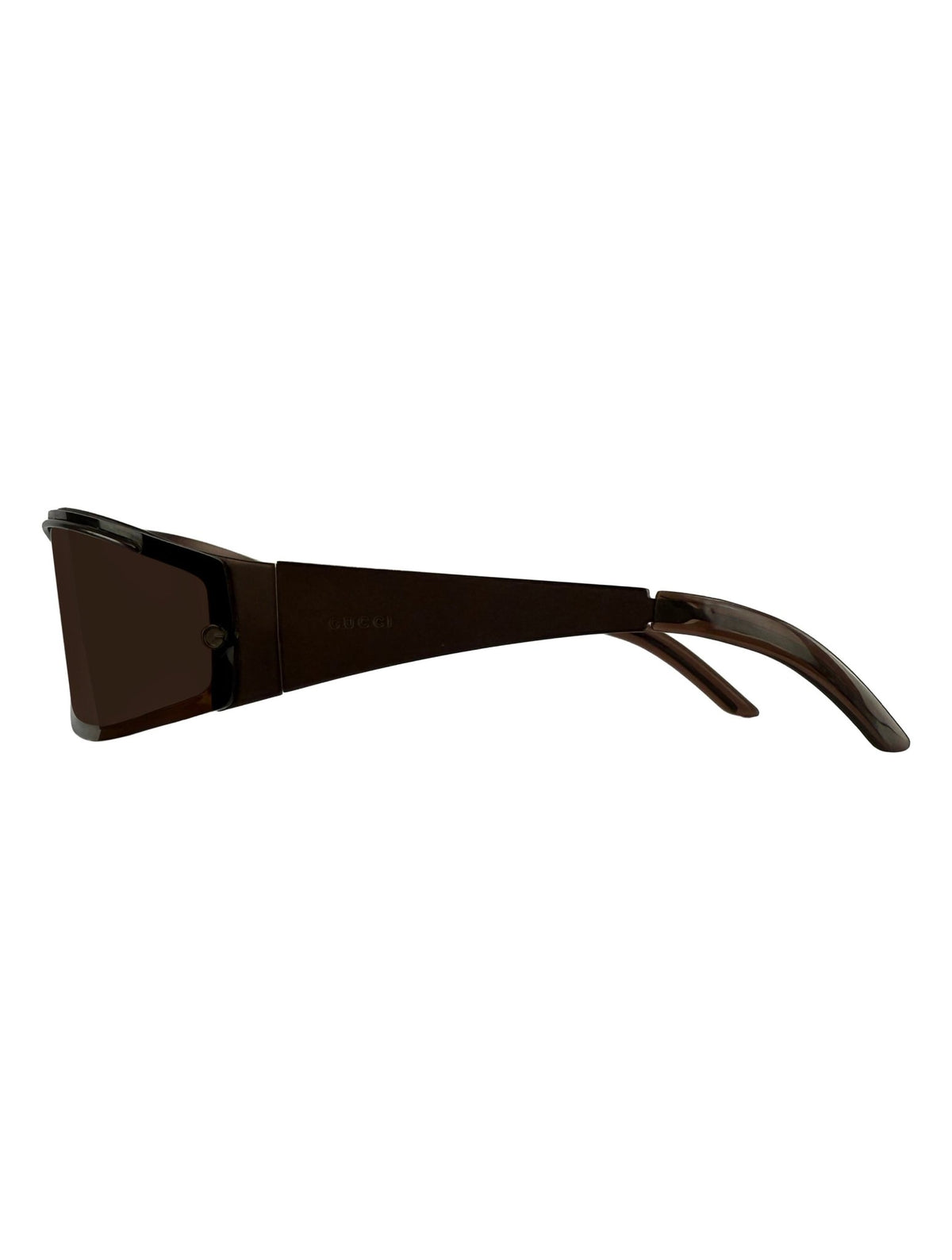S/S 2003 Gucci by Tom Ford Ad Matte Brown Metal Frame Wrap Sunglasses - RealList