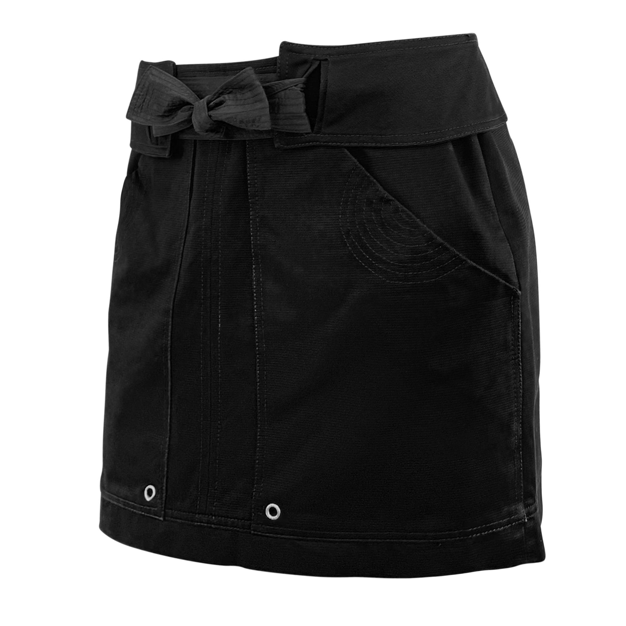 S/S 2003 Gucci by Tom Ford Black Cotton Twill Silk Belted Mini Skirt - RealList