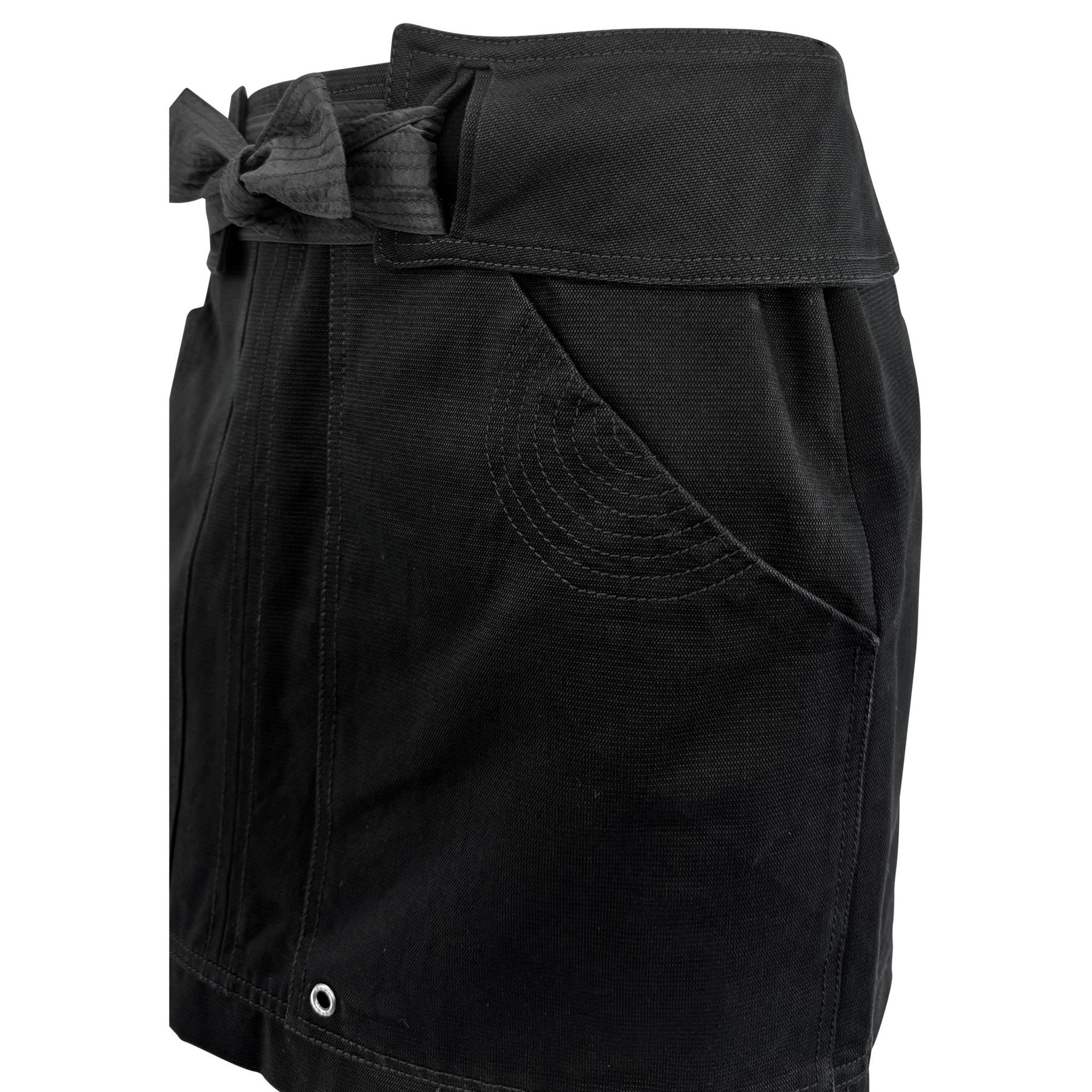 S/S 2003 Gucci by Tom Ford Black Cotton Twill Silk Belted Mini Skirt - RealList