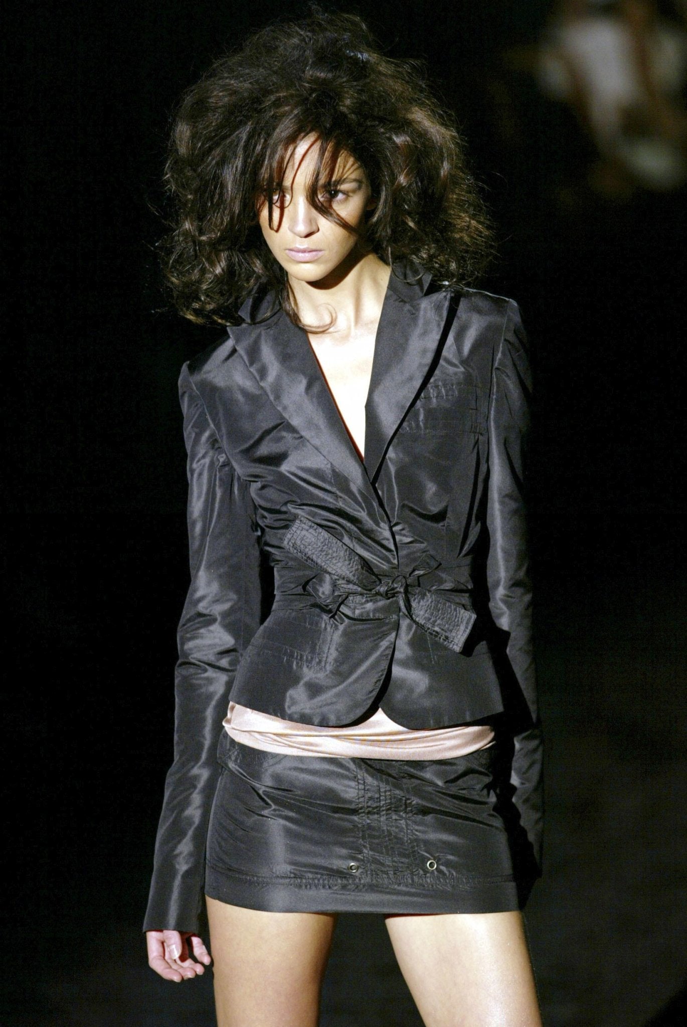 S/S 2003 Gucci by Tom Ford Black Cotton Twill Silk Belted Mini Skirt - RealList