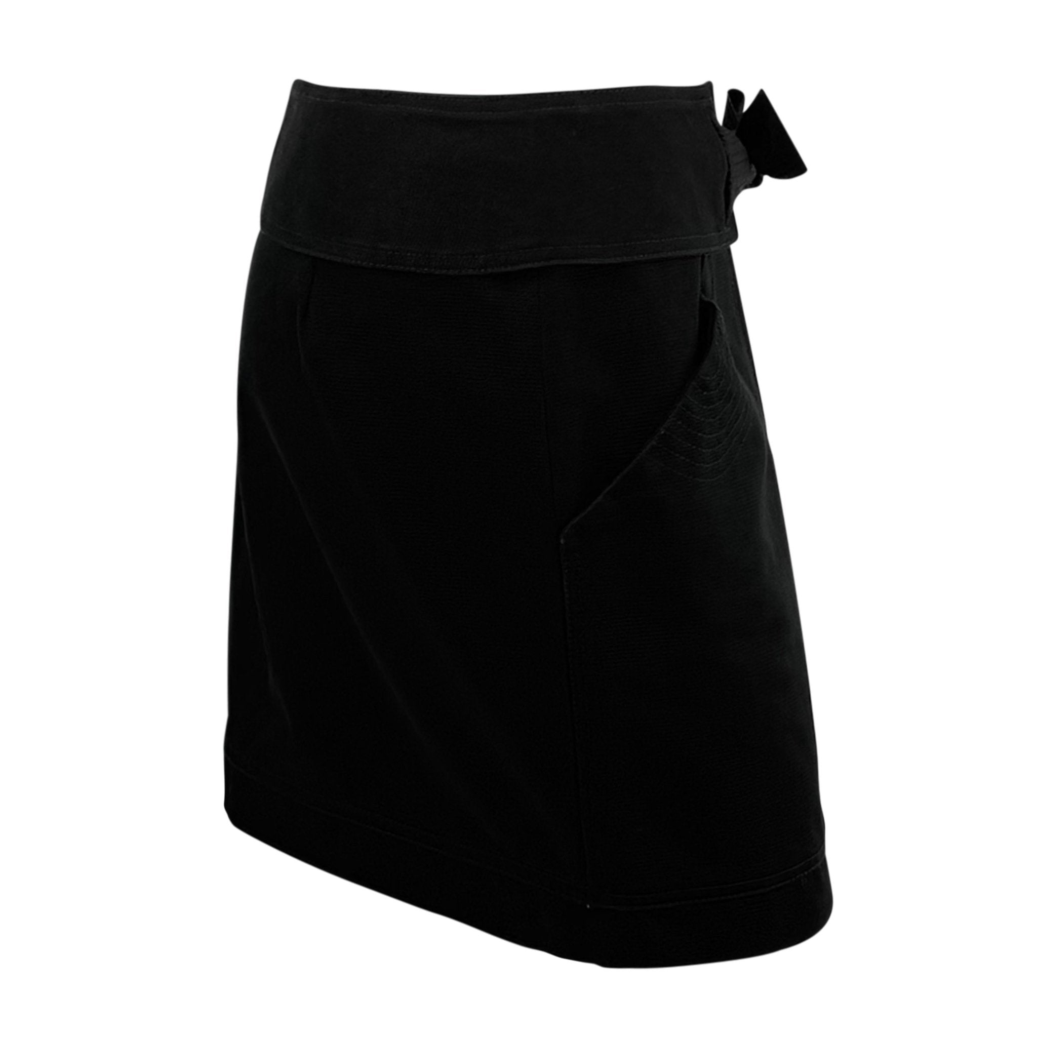S/S 2003 Gucci by Tom Ford Black Cotton Twill Silk Belted Mini Skirt - RealList