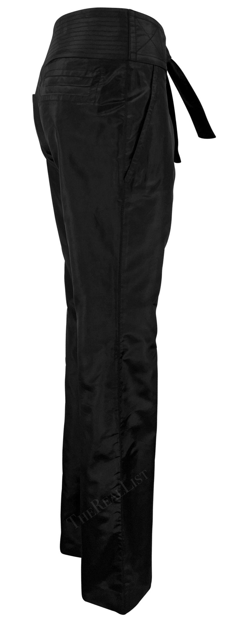 S/S 2003 Gucci by Tom Ford Black Silk Taffeta Waist Tie Pants - RealList