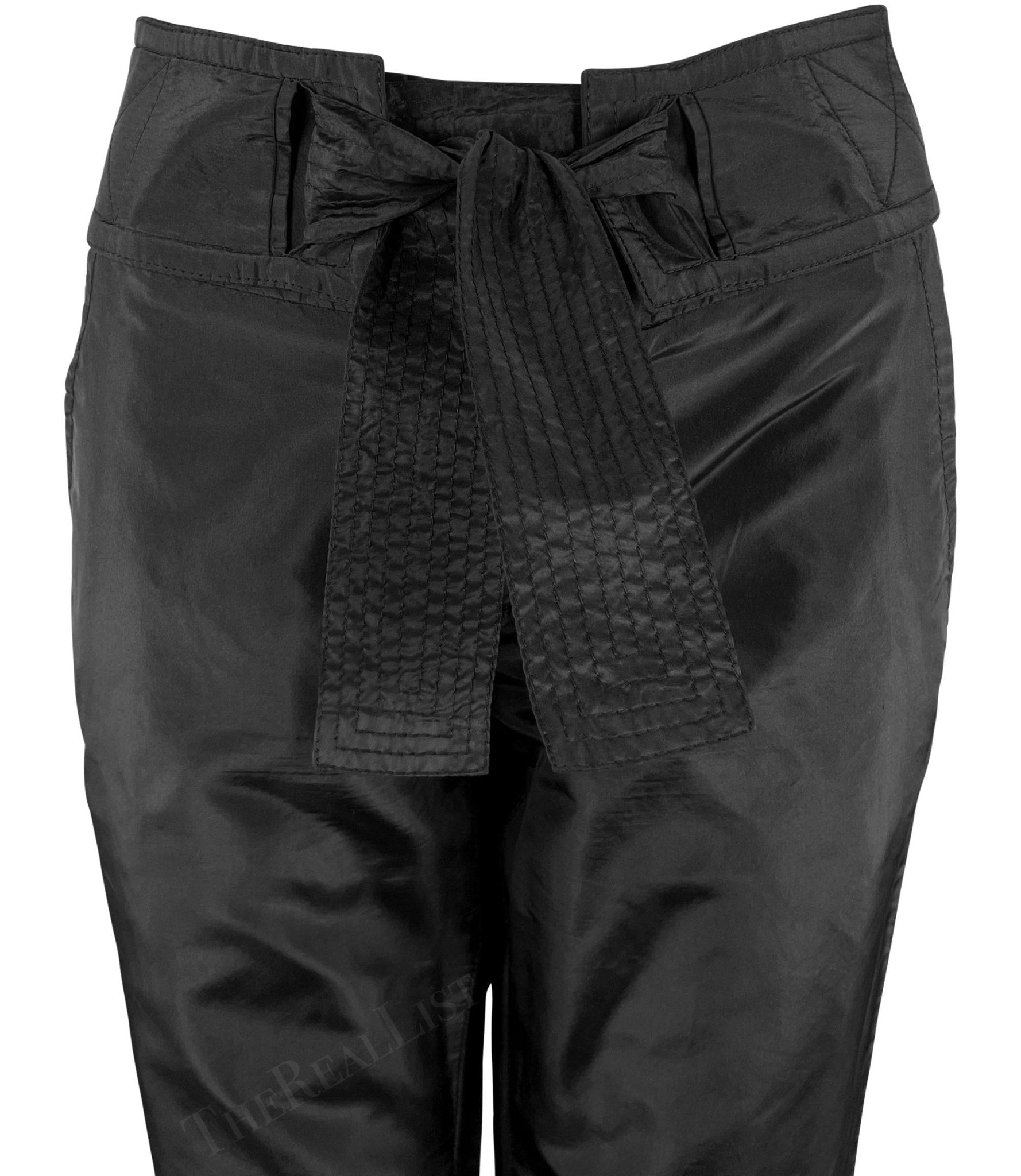 S/S 2003 Gucci by Tom Ford Black Silk Taffeta Waist Tie Pants - RealList