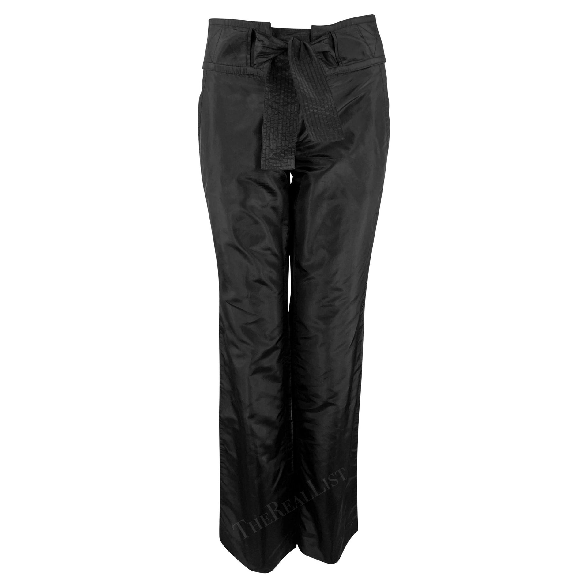 S/S 2003 Gucci by Tom Ford Black Silk Taffeta Waist Tie Pants - RealList
