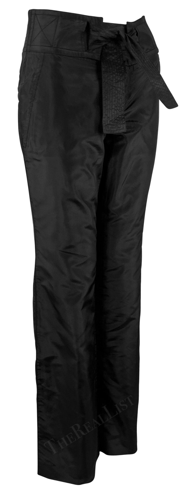 S/S 2003 Gucci by Tom Ford Black Silk Taffeta Waist Tie Pants - RealList