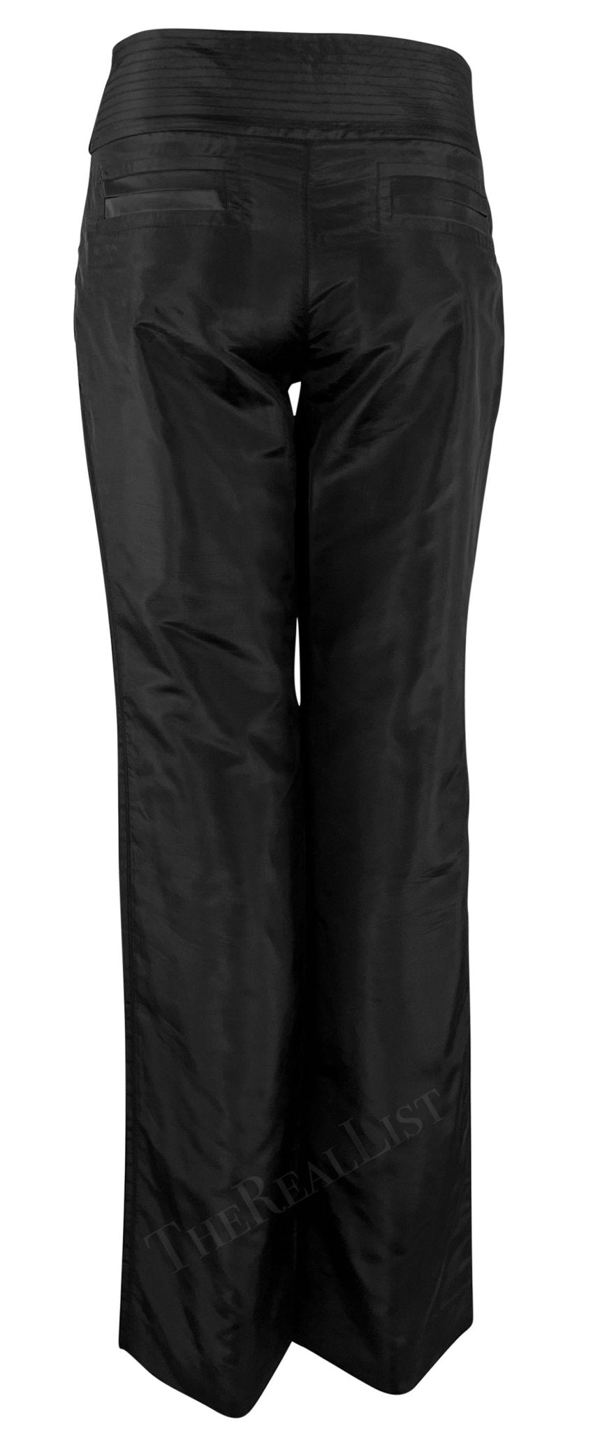 S/S 2003 Gucci by Tom Ford Black Silk Taffeta Waist Tie Pants - RealList